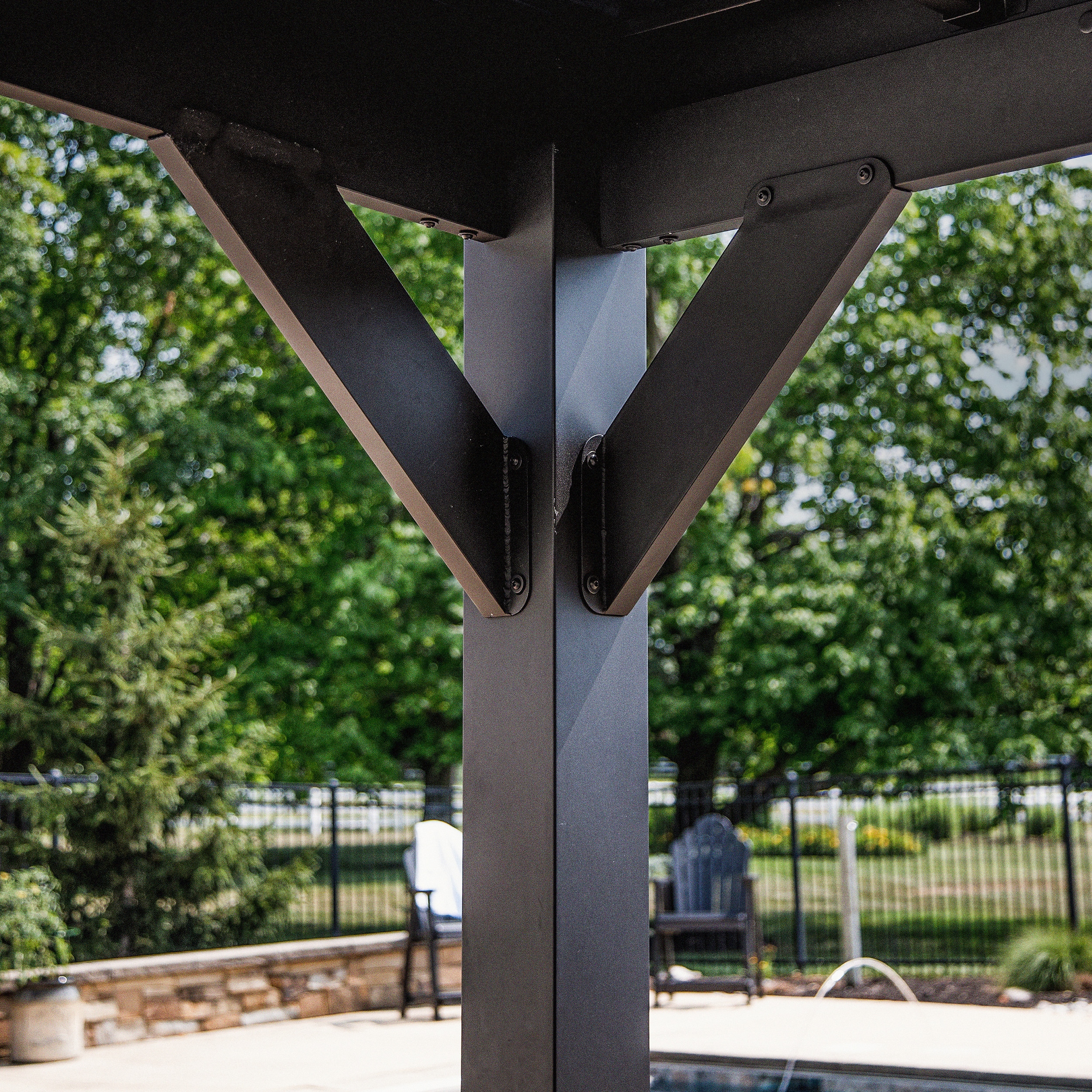 Stonebridge Matte Black Galvanized Steel Slope Roof Gazebo