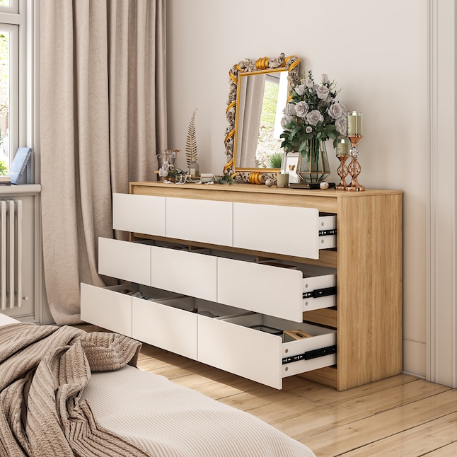 FUFU&GAGA Brown 9-Drawer Standard Dresser in the Dressers department at ...