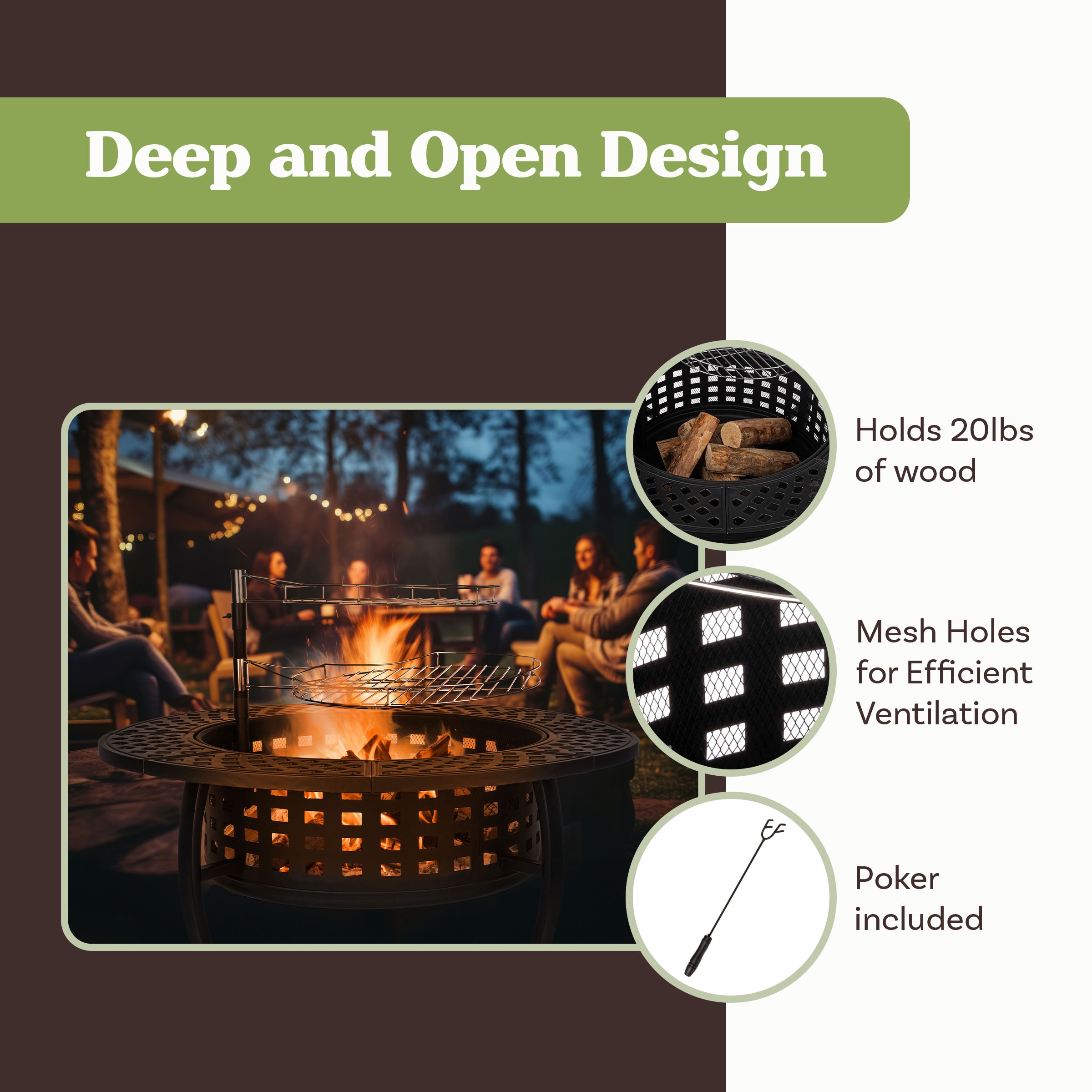 Pure Garden 50-LG1478 Outdoor-Woodburning-Firepits - View #5