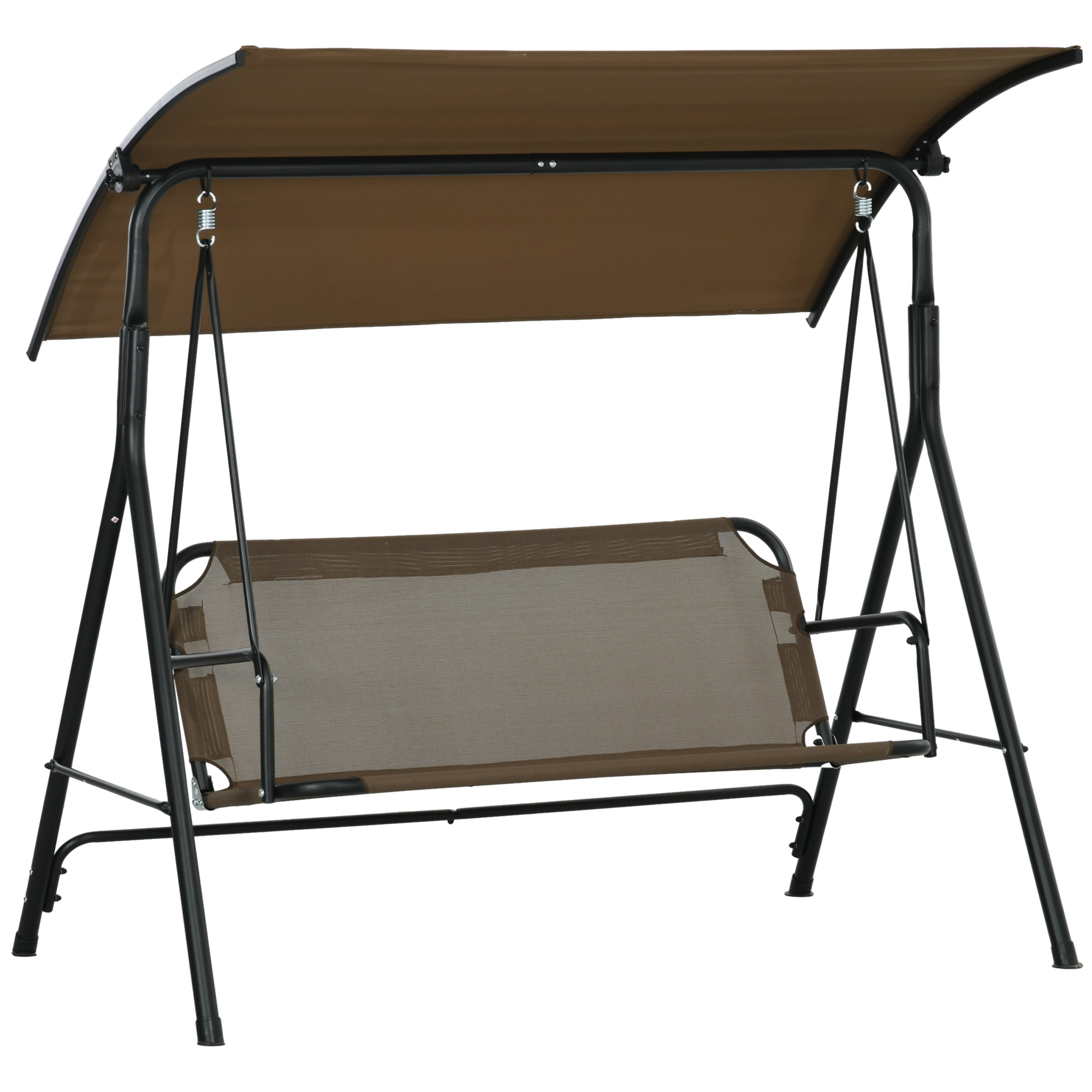 Outsunny 84A-054V03BN 3-Seat Outdoor Patio Swing Chair with Removable Cushion Steel Frame Stand and Adjustable Tilt Canopy for Patio Garden Brown 1