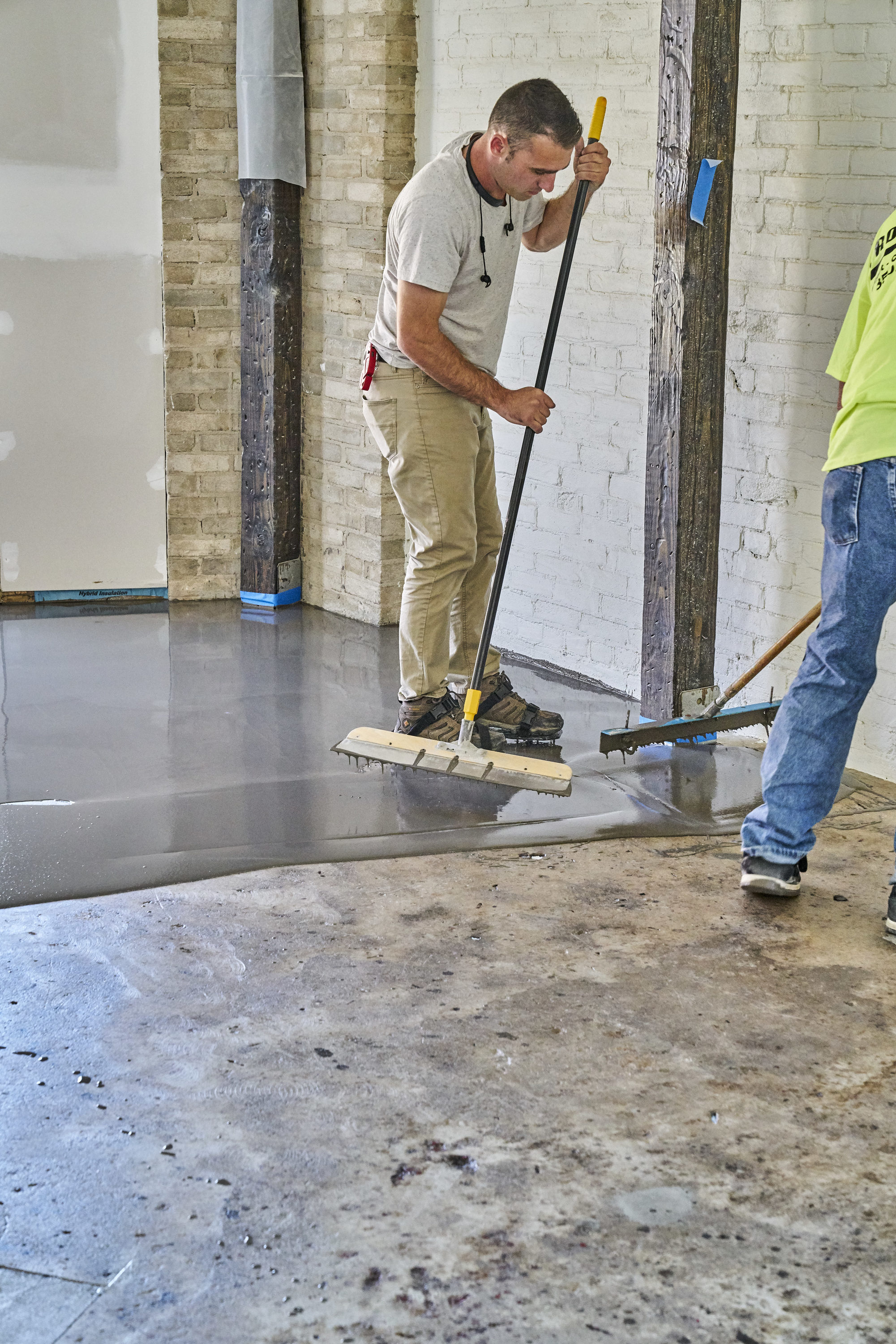 Amazing Self Leveling Concrete Overlay (Fixing a badly damaged concrete  floor) 