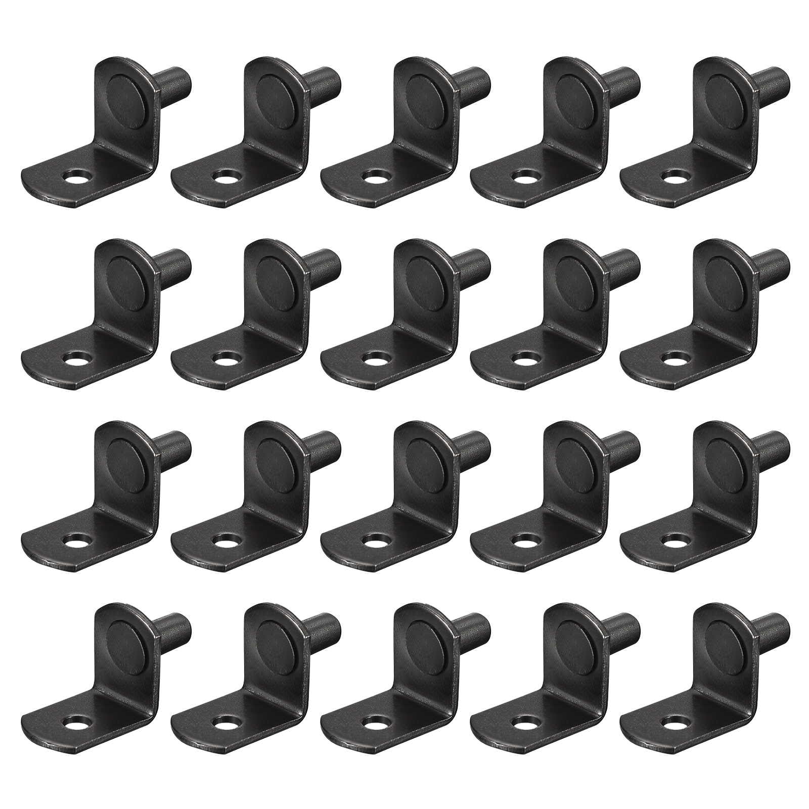 Unique Bargains Shelf Support Pegs 25pcs 5mm(1/5inch) L-Shaped Support Bracket Pegs Shelf Pin with Hole for Furniture Cabinet Closet Shelves Supplies Black