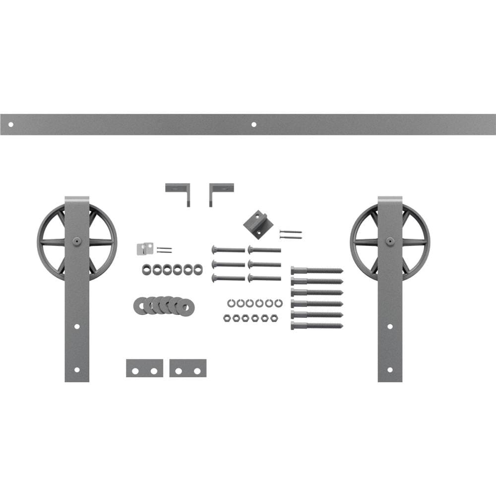 Goldberg Brothers 64 In Flint Gray Interior Wagon Wheel Barn Door Hardware Kit In The Barn Door