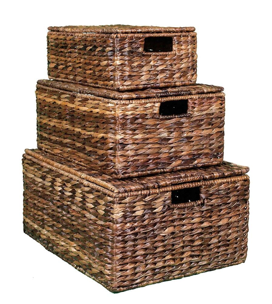 BirdRock Home 3-Pack 11.25-in W x 9-in H x 13-in D Brown Wicker Basket in  the Storage Bins & Baskets department at