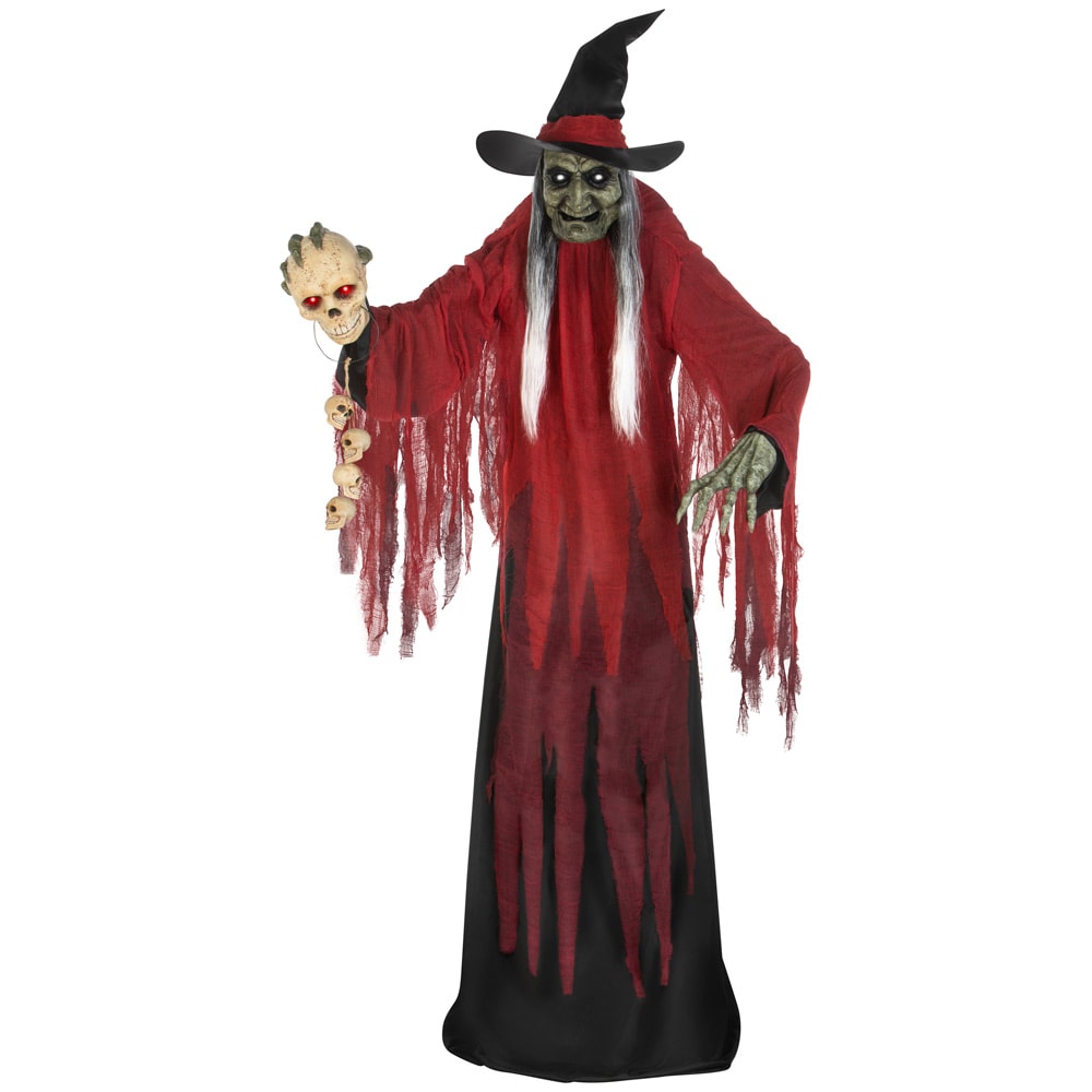 Haunted Living 8-ft Lighted Animatronic Witch with Skulls in the ...
