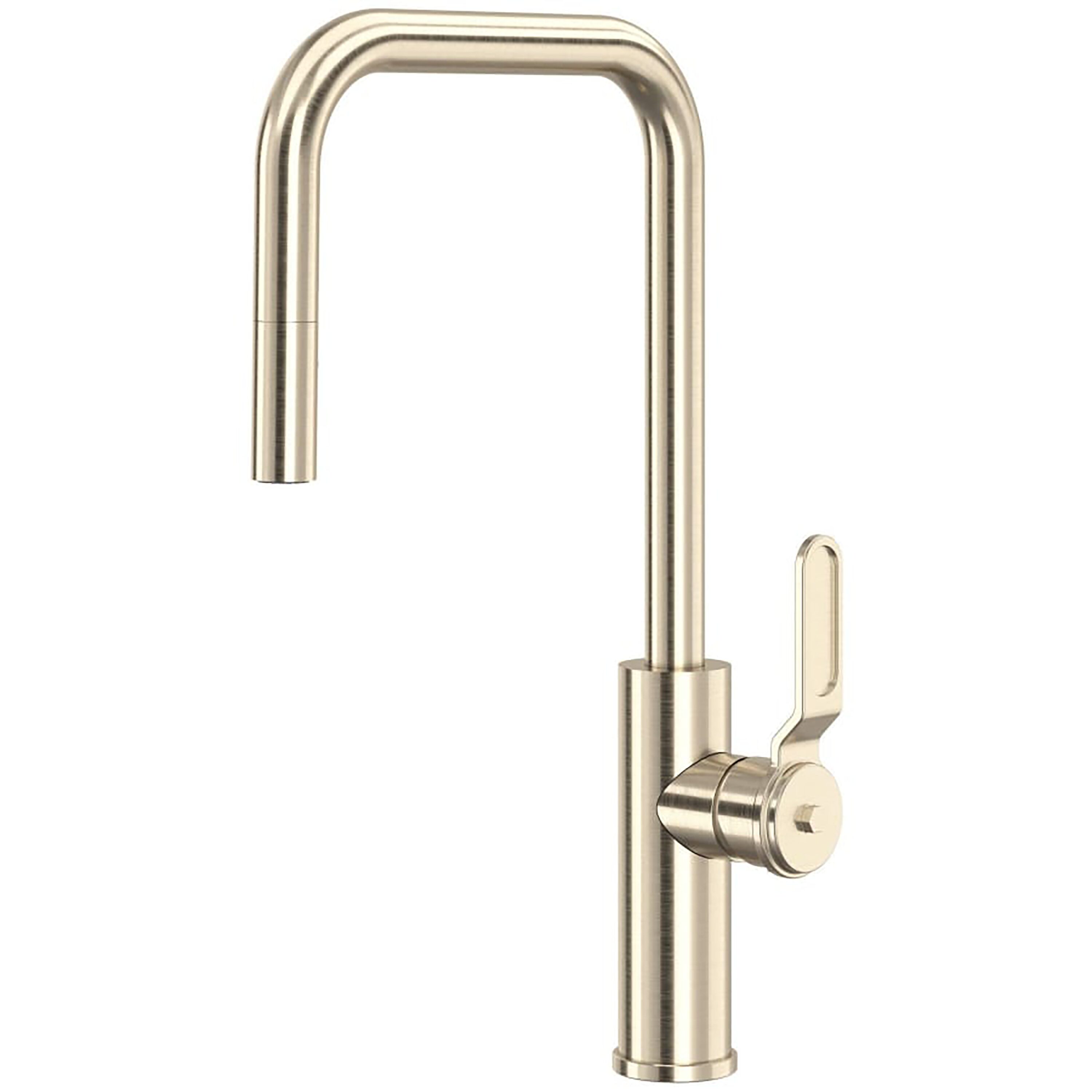 Rohl MY56D1LMSTN Satin Nickel Single Handle Deck-mount Kitchen Faucet with Sprayer