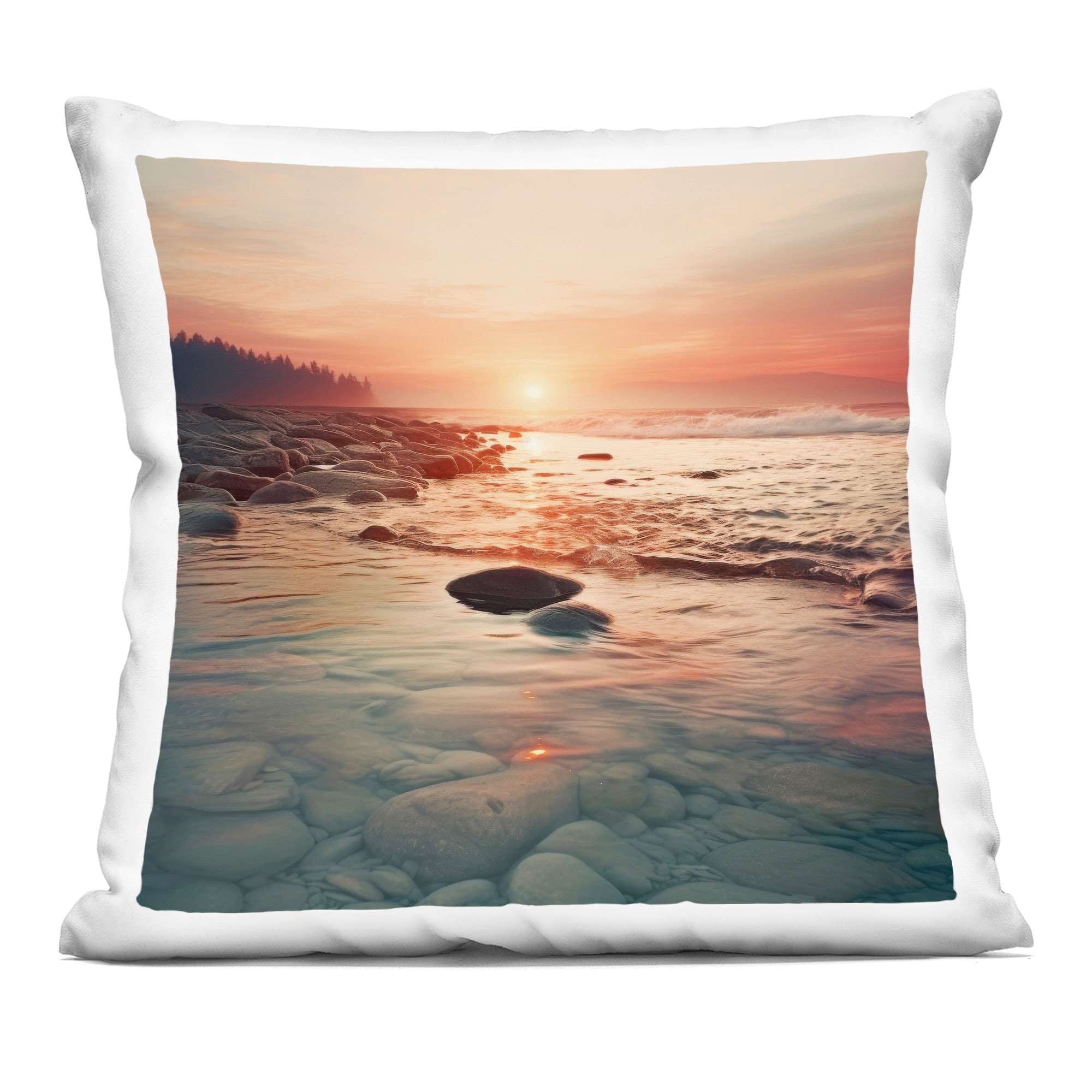 Stupell Industries  Sunset over Sea Melodies Decorative Printed Throw Pillow design by Lazar Studio 18 x 18