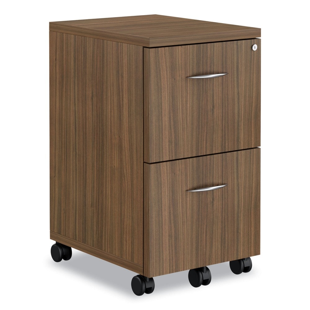 Alera ALENVA582816WA Valencia Series 2-Drawer Mobile Pedestal in Walnut - Compact and Stylish Storage Solution