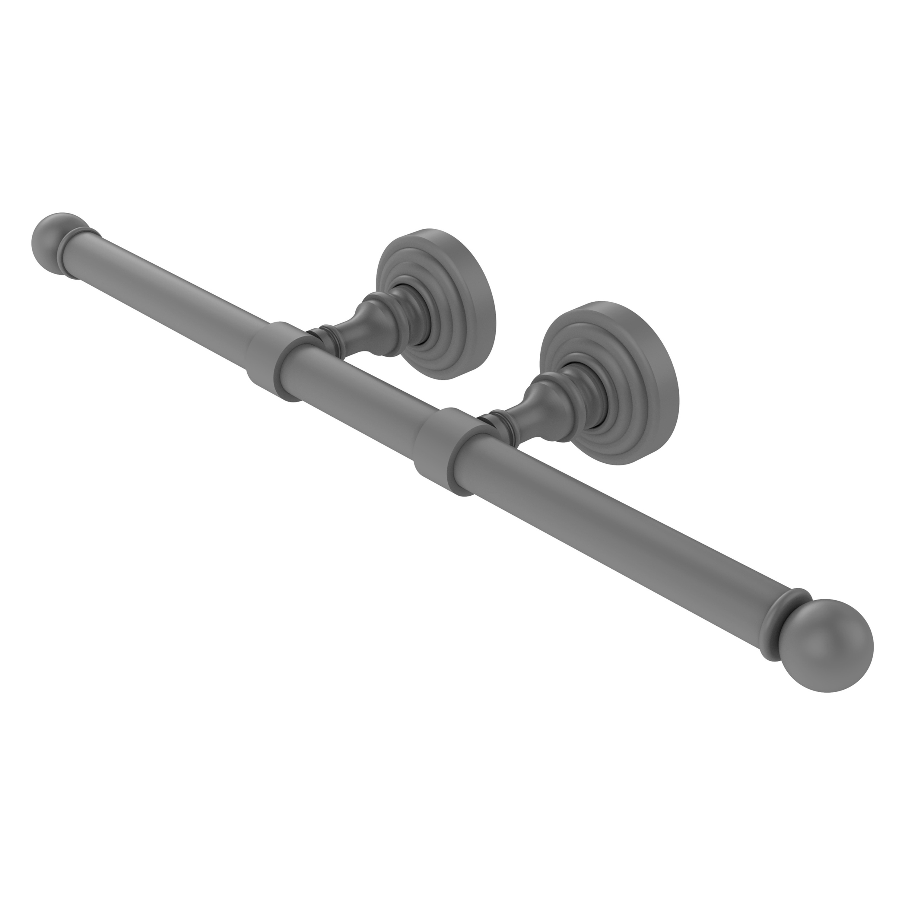 Allied Brass WP-24-2-GYM Waverly Place Matte Gray Wall mount Double post Toilet Paper Holder 2 -Rolls with Storage