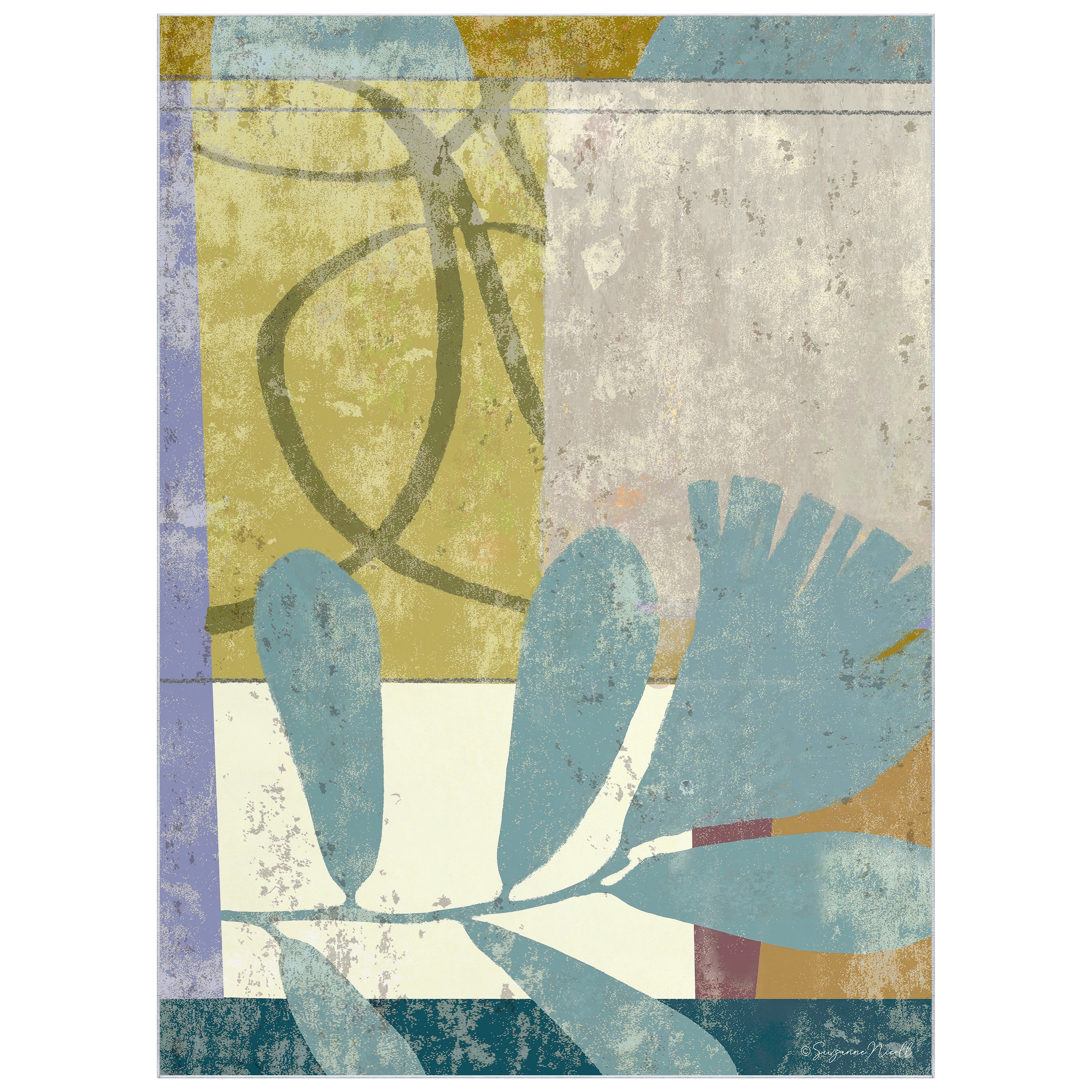 Empire Art Direct TDA-IC582-0810C2 8 x 10 (ft) Polyester Multi-Colored, Green, Blue Rectangular Indoor Abstract Area rug