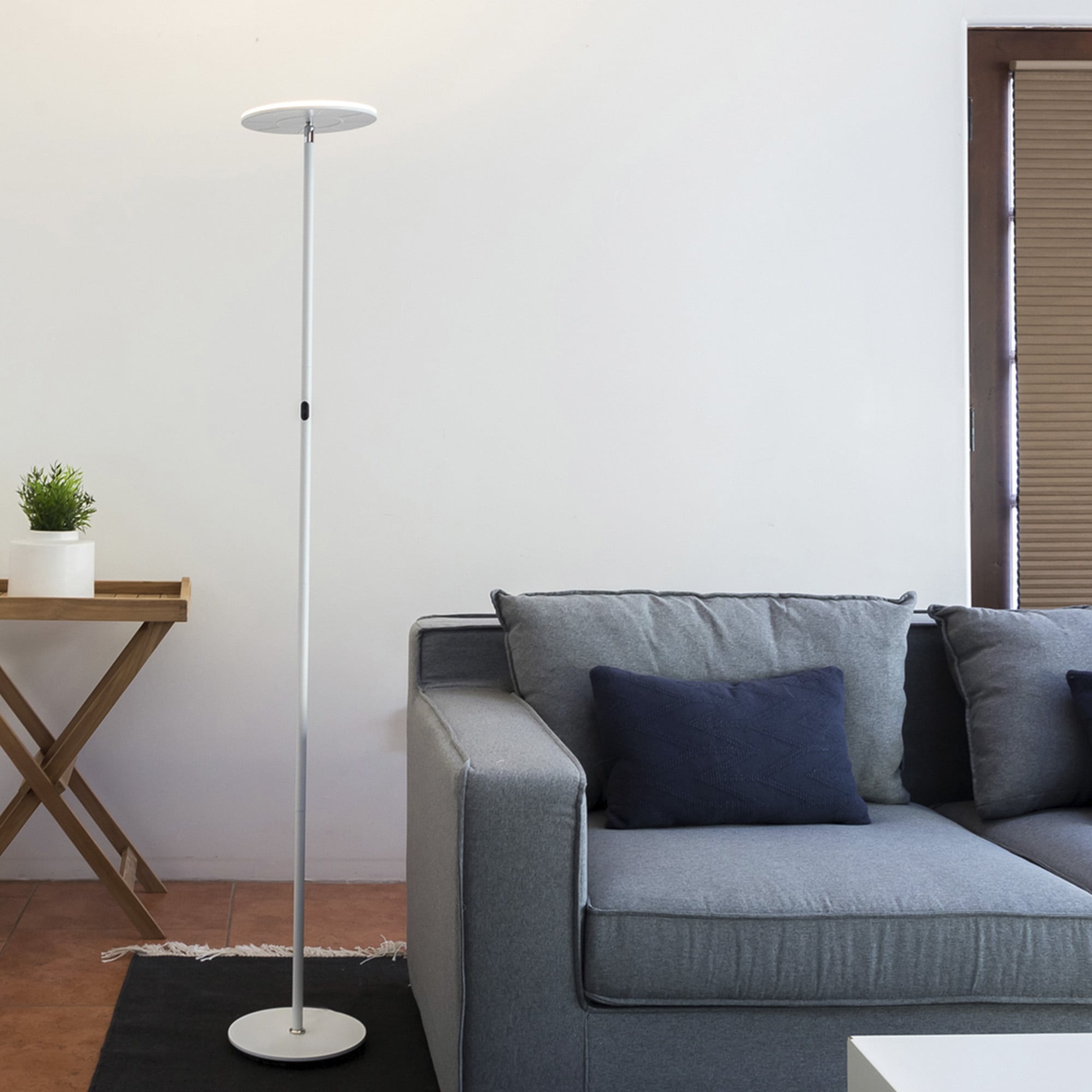 VENETIO Floor lamp for living Room Works with Alexa & Google, White Linen  Lamp Shade LED Bright Tall Standing S…