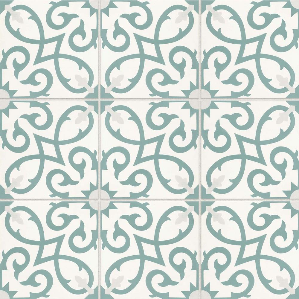 Bedrosians DECREMOAS88 Remy Oasis 8-in x 8-in Matte Cement Encaustic Floor and Wall Tile (5.33-sq. ft/ Carton)