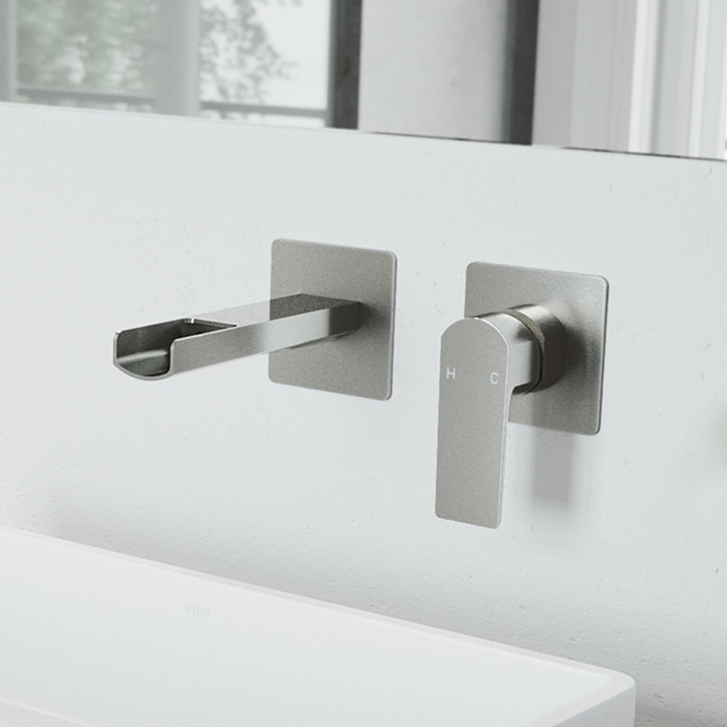 Modern Contemporary Black Nickel Wall Mounted Bathroom Faucet