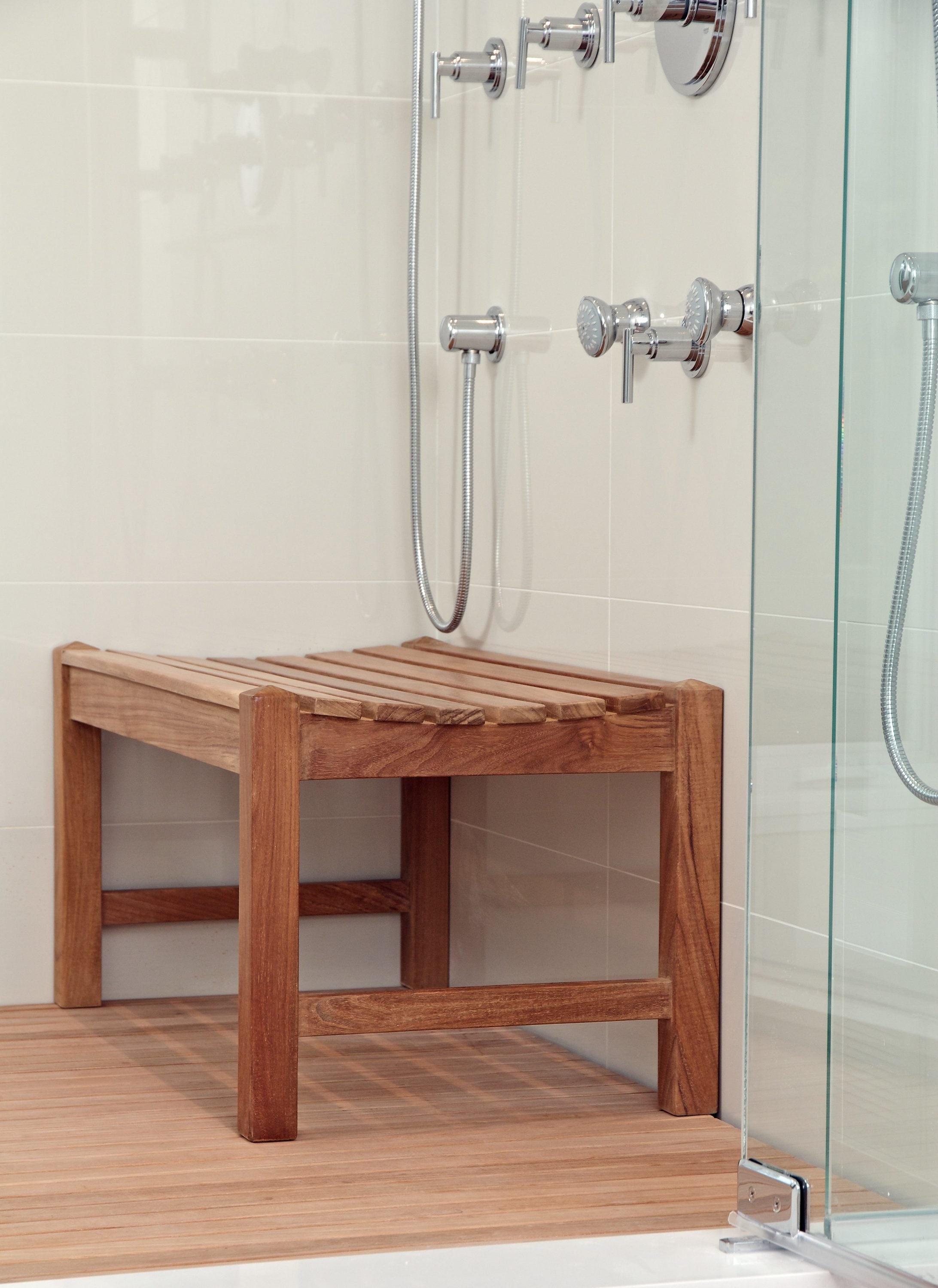 Teak Wood Curved Spa Shower Bench 24"