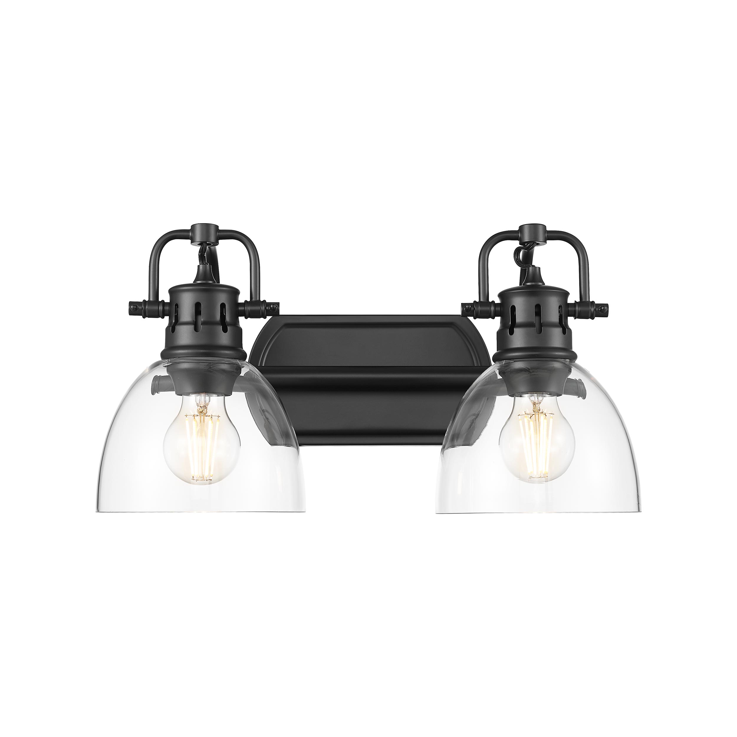 Golden Lighting 3602-BA2 BLK-CLR Duncan 8.25-in 2 -Light Matte Black Transitional Vanity light