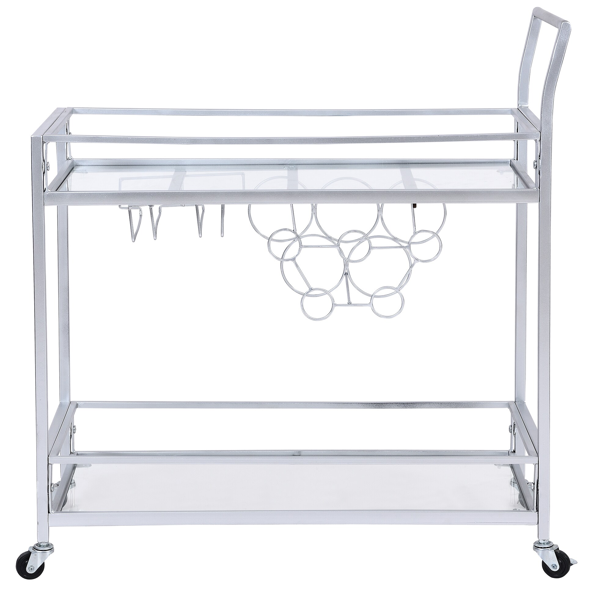 FirsTime 70104  and Co 29.75-in x 32.25-in Silver Rectangle Bar Cart
