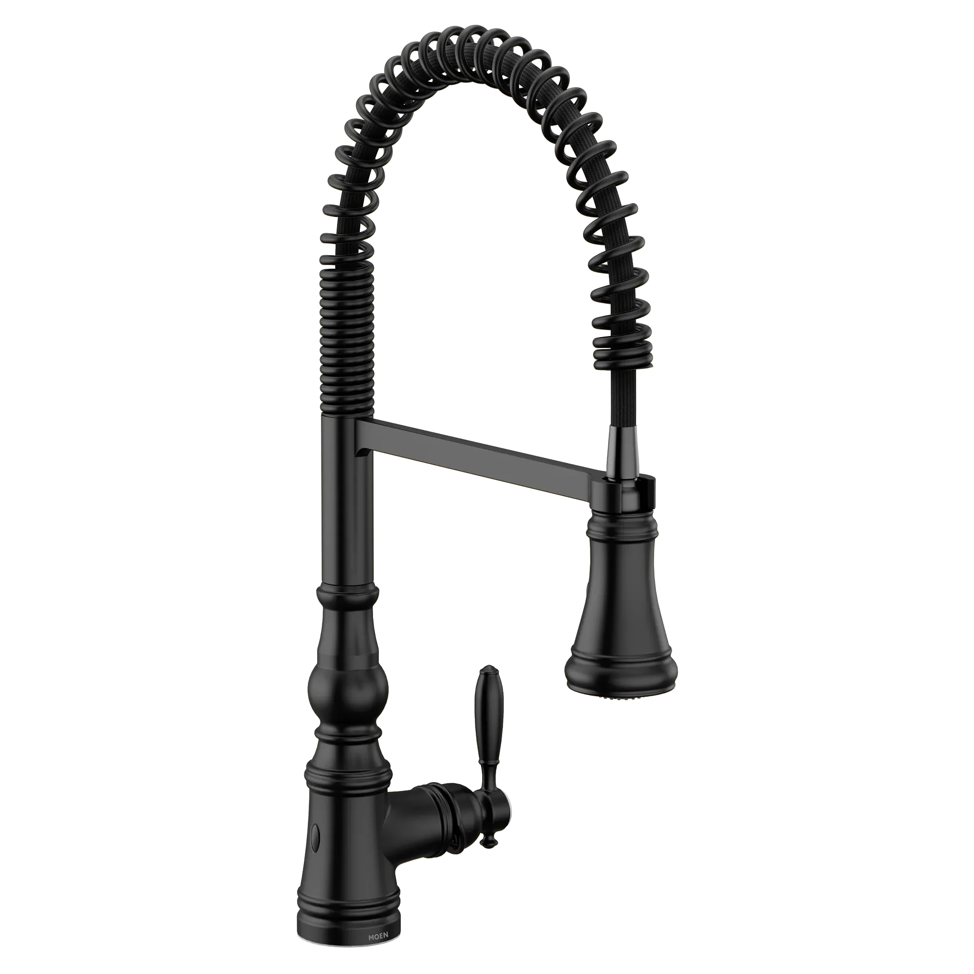 Moen Weymouth MotionSense Wave One-Handle Pre-Rinse Spring Touchless Kitchen Faucet in Matte Black