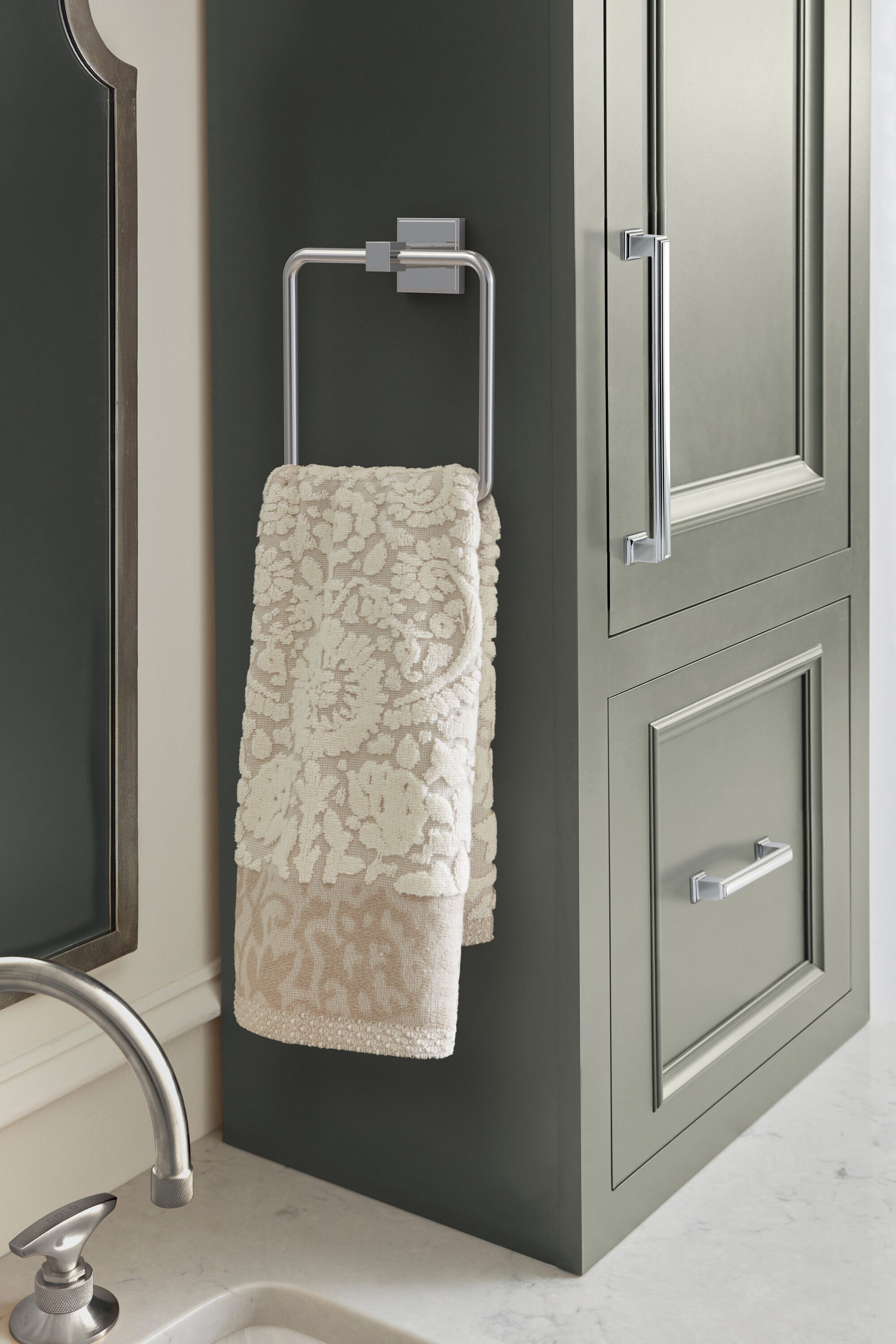 Polished Nickel Wall Mounted Square Towel Ring