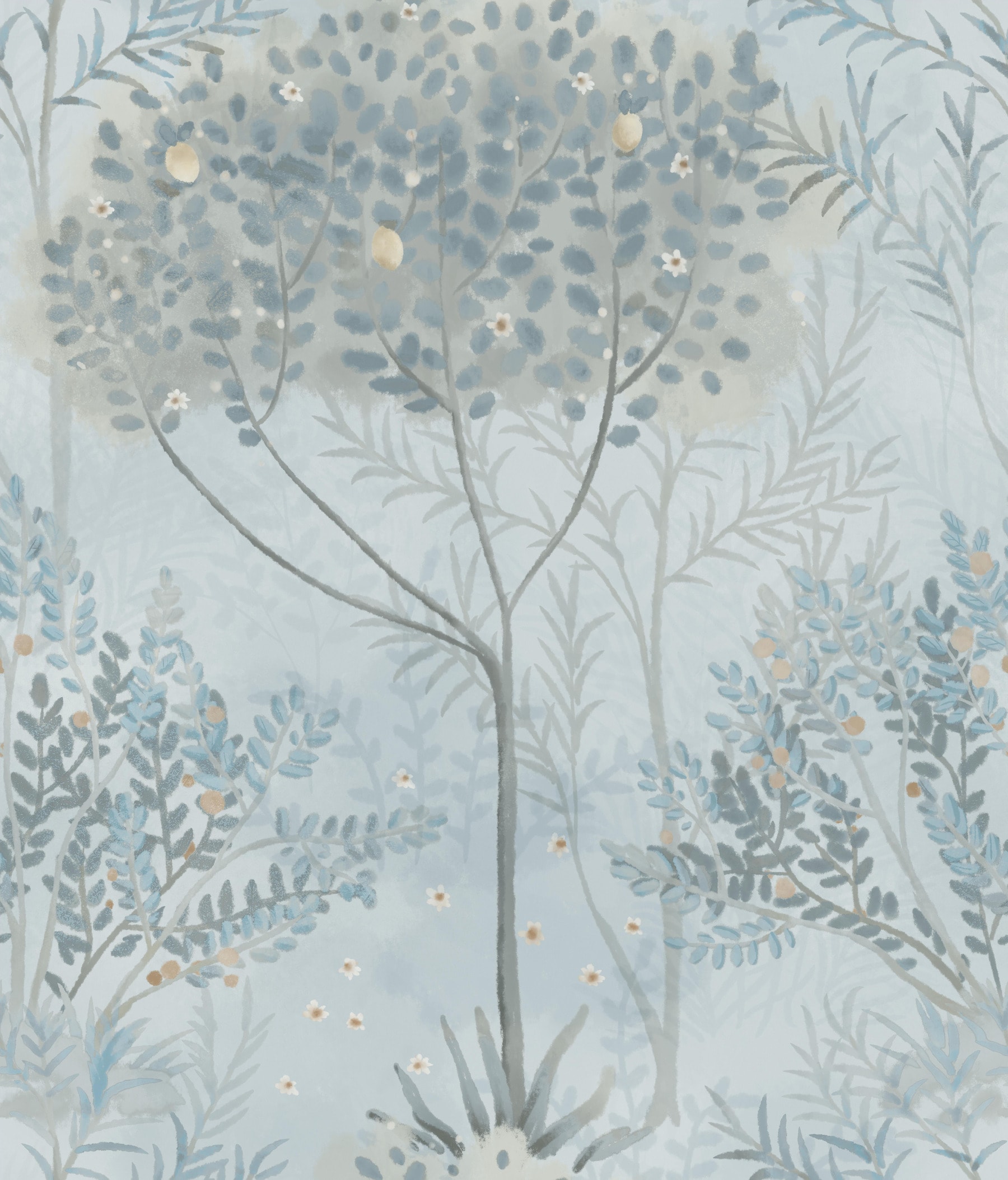 York Wallcoverings MN1820 Mediterranean 56.4-Sq. Feet Blue Non-woven Ivy/Vines Prepasted Water Activated Paste Wallpaper