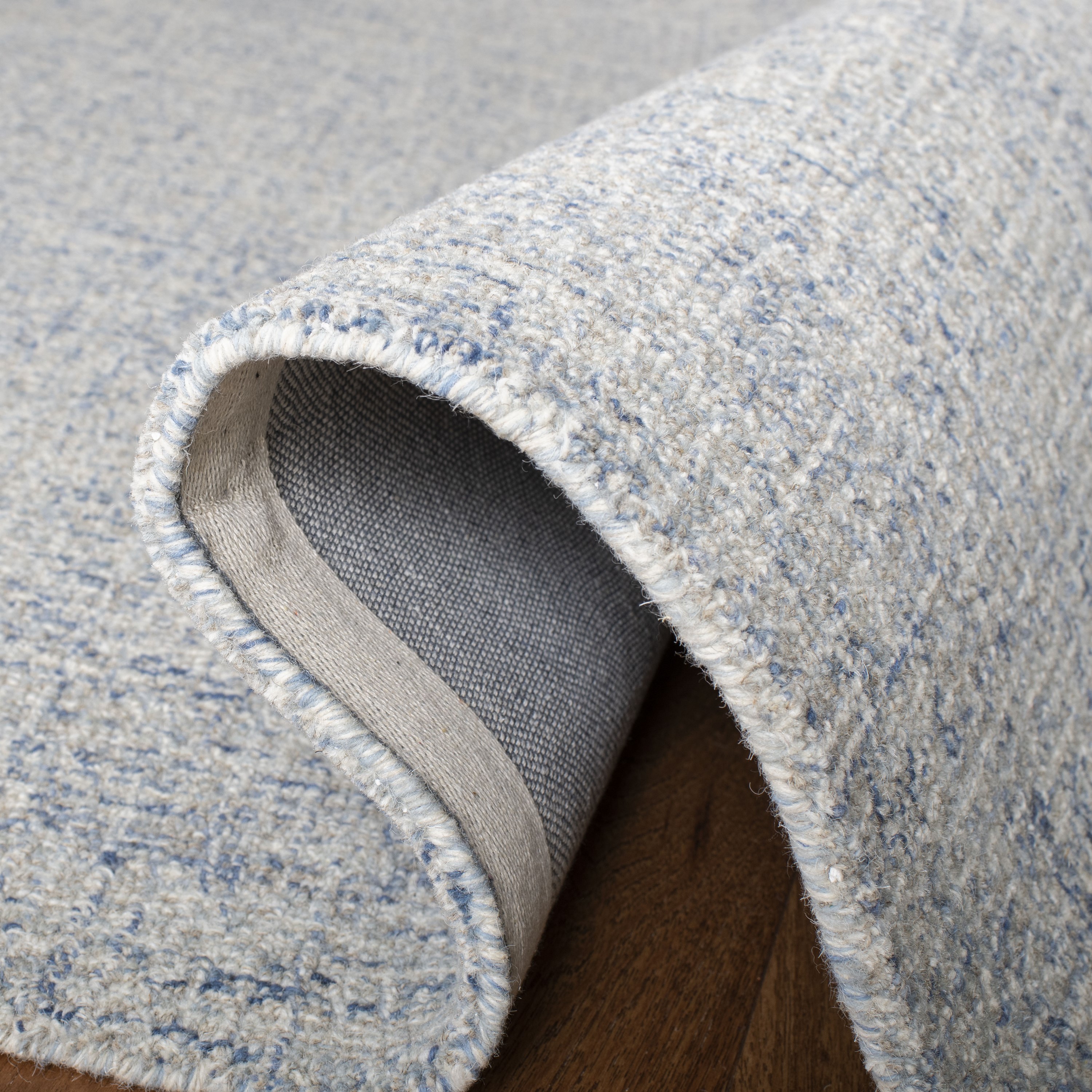 Handmade Abstract Blue Wool Area Rug, Easy Care, 4' x 6'