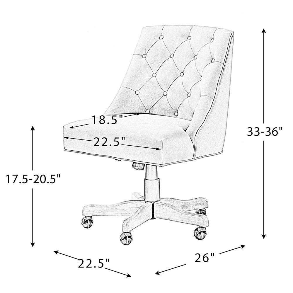 Linon Draper Natural Linen Transitional Ergonomic Adjustable Height Swivel  Polyurethane Desk Chair in the Office Chairs department at