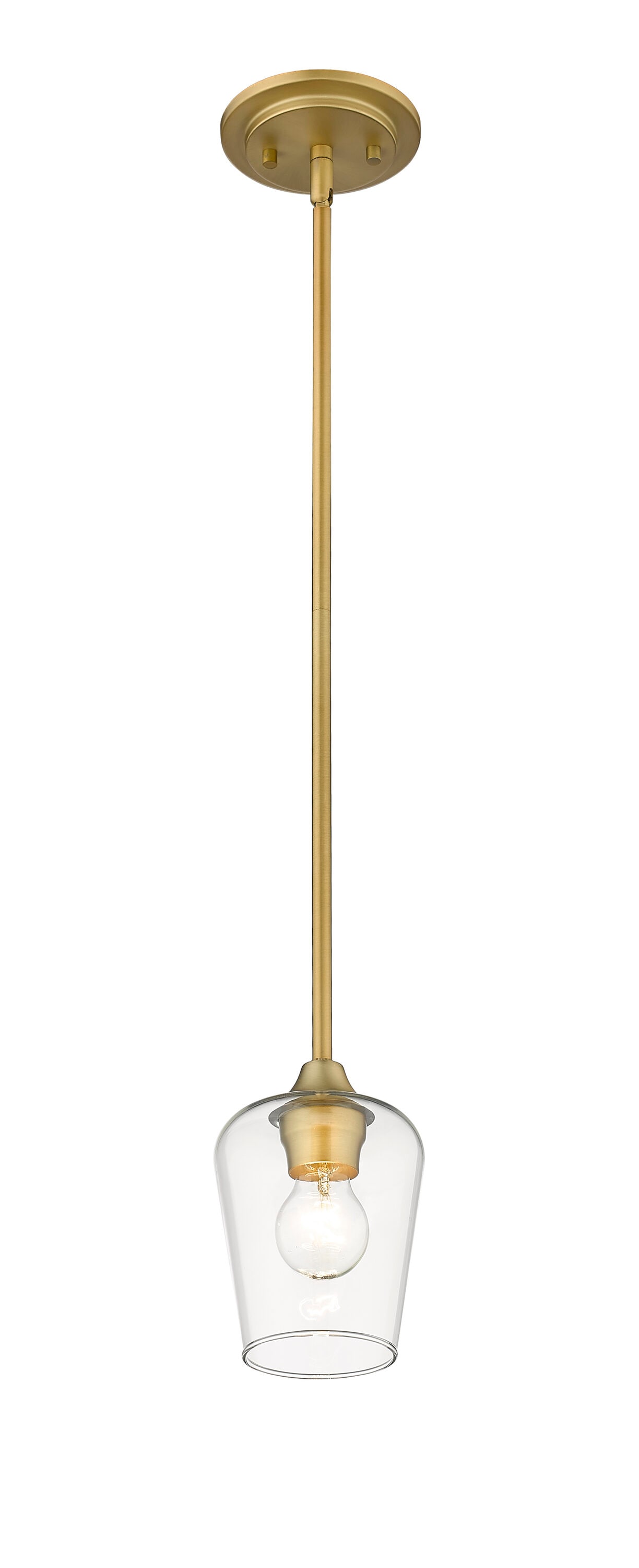Joliet Contemporary Mini Pendant in Olde Brass with Large Glass Shade