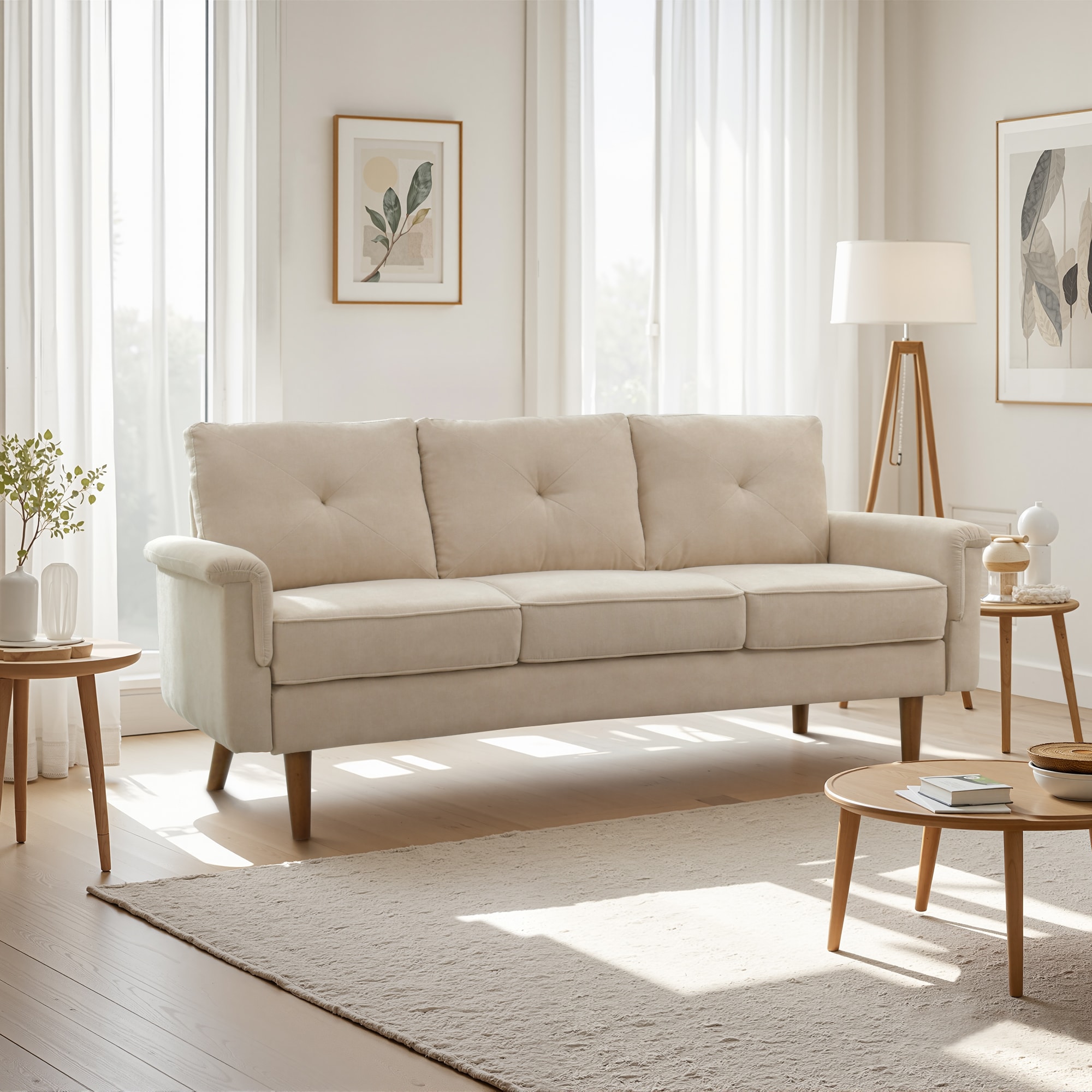 ALTRIGUS 6L-NOP200-AL 71.65-in Modern Beige 3 -seater Sofa