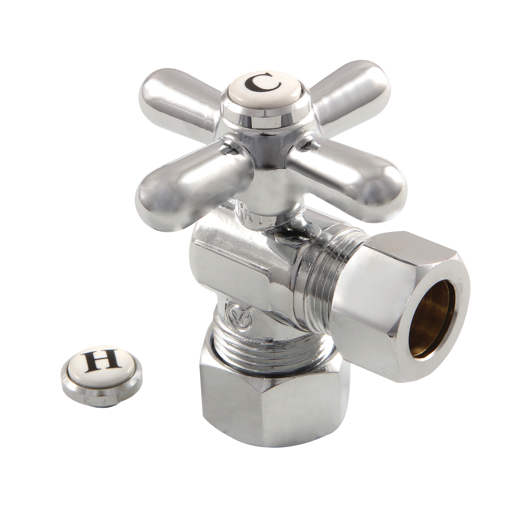 Elements of Design ECC54401X 5/8-in OD Compression x 1/2-in Od Compression Brass Quarter Turn Stop Angle Valve