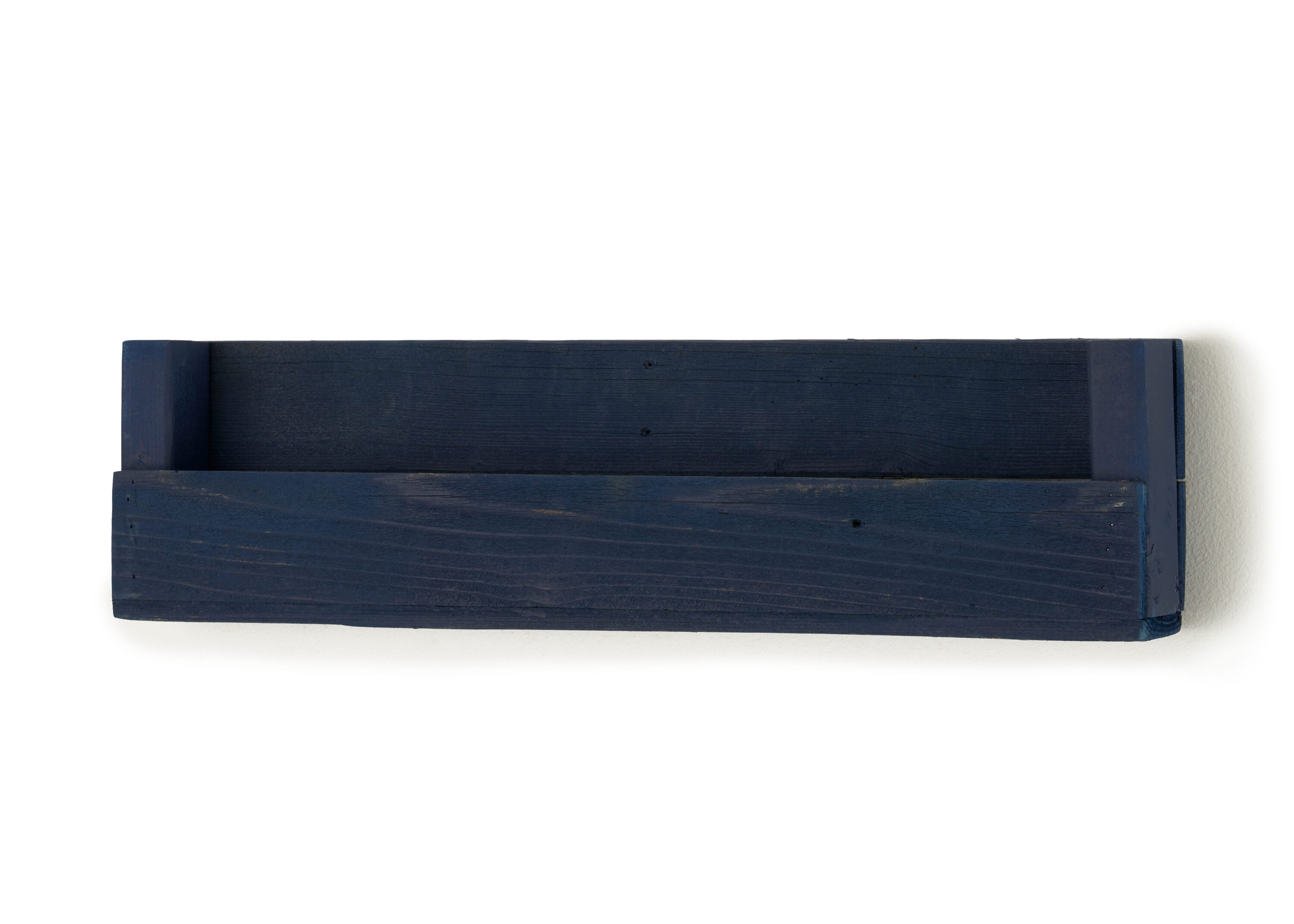Navy Blue Reclaimed Wood Floating Wall Shelves, 3-Pack