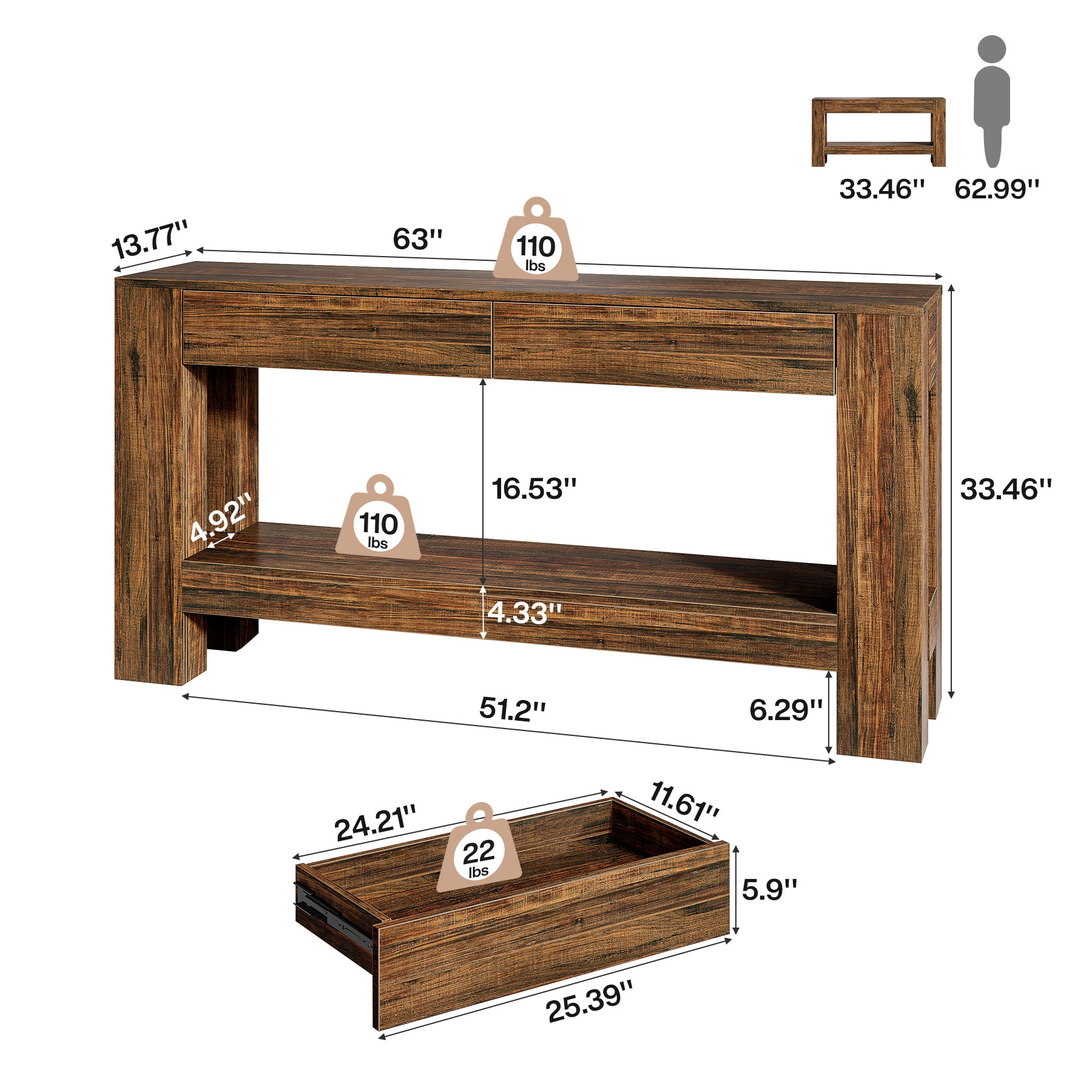 Tribesigns LWOYJL-1268YY Console-Sofa-Tables - View #4