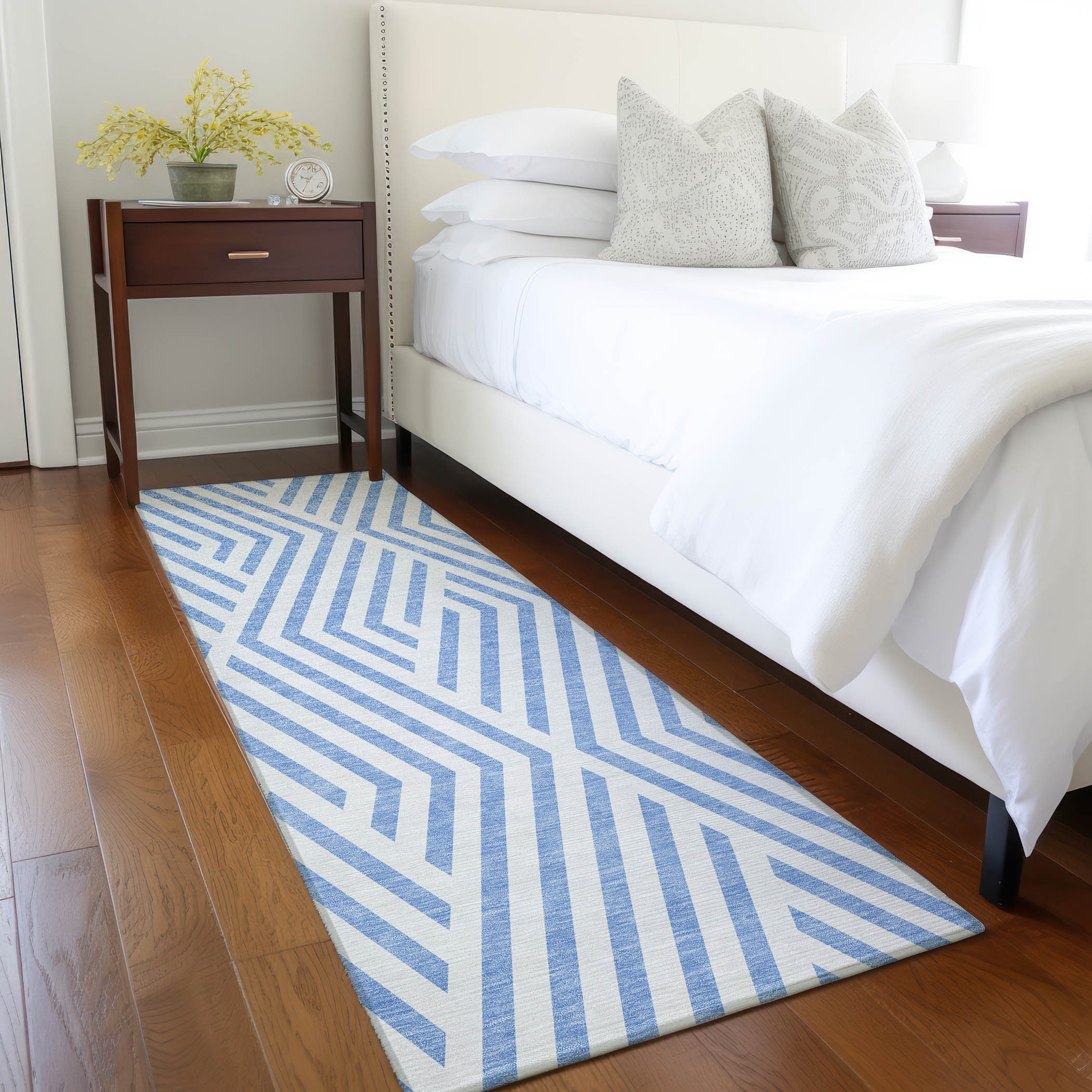 Addison Rugs ACN550DN2X8 Chantille ACN550DN 2 x 7 (ft) Polyester Denim Rectangular Indoor/Outdoor Geometric Mid-Century Modern Machine washable Area rug