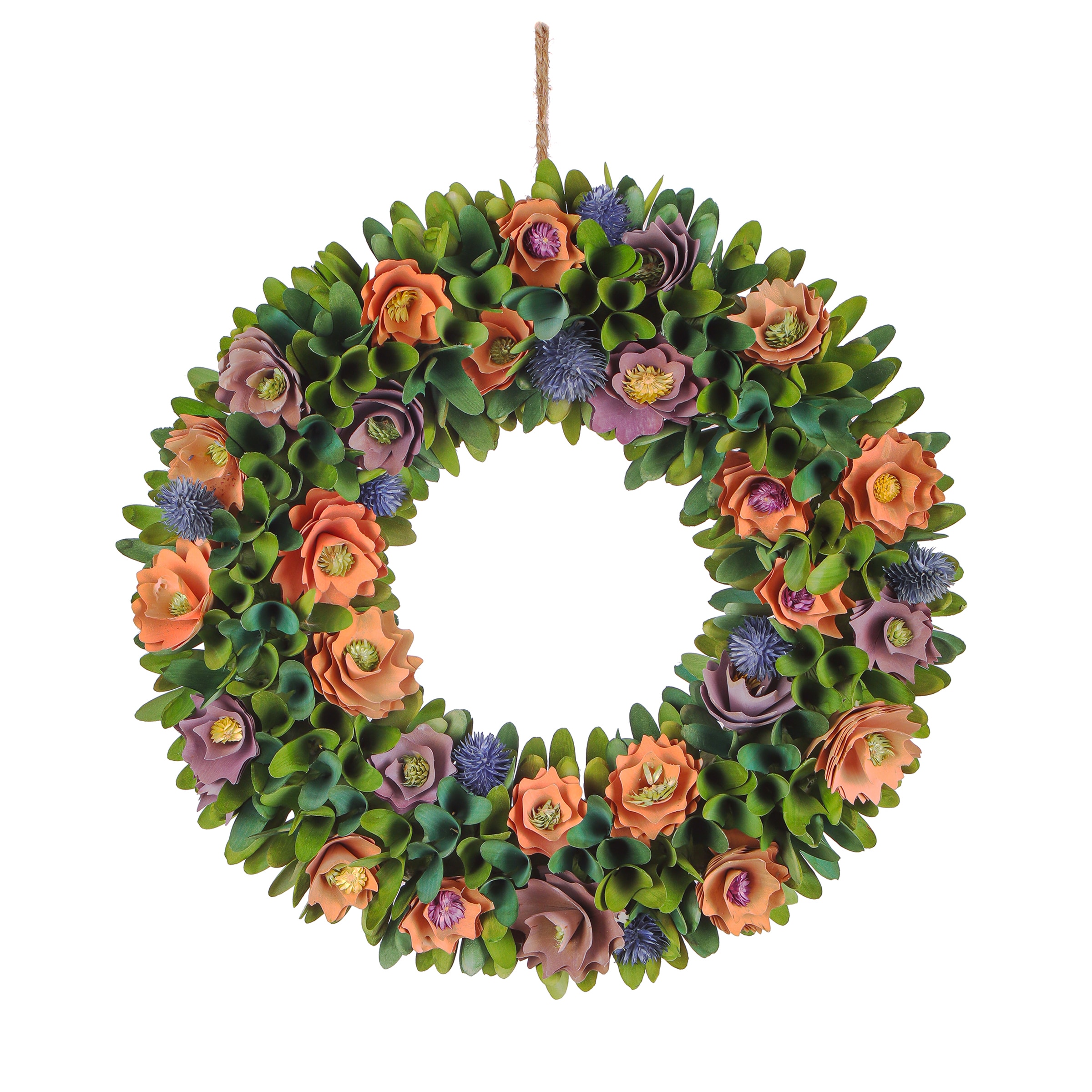 National Tree Company Hello Spring 18-in Green Boxwood Foam Wreath for  Indoor or Outdoor Hanging Decoration in the Seasonal Decorations department  at