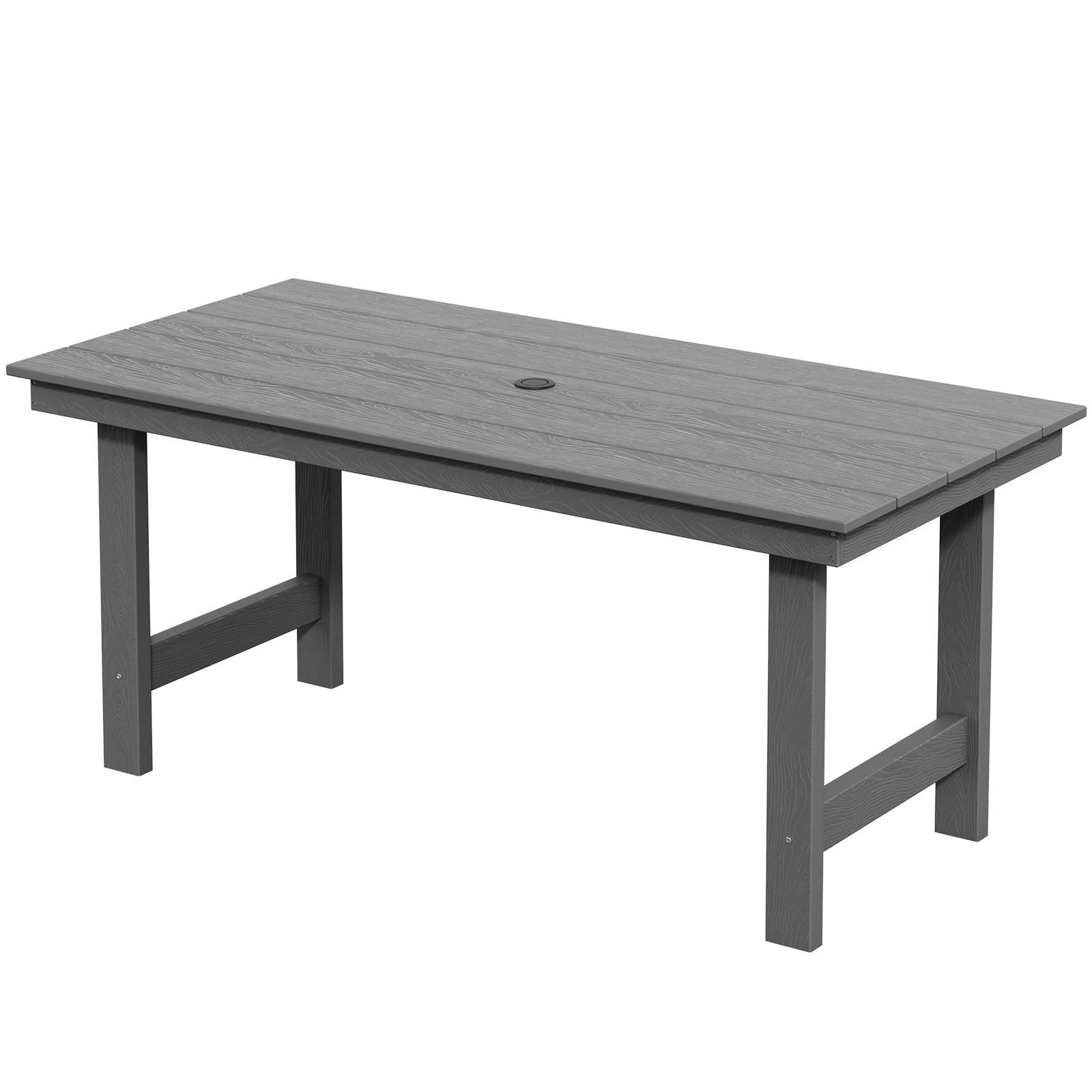 JEAREY JYCZ-GY HDPE Rectangle Patio Dining Table Rectangle Outdoor Dining 32.1-in W x 66.9-in L with Umbrella Hole