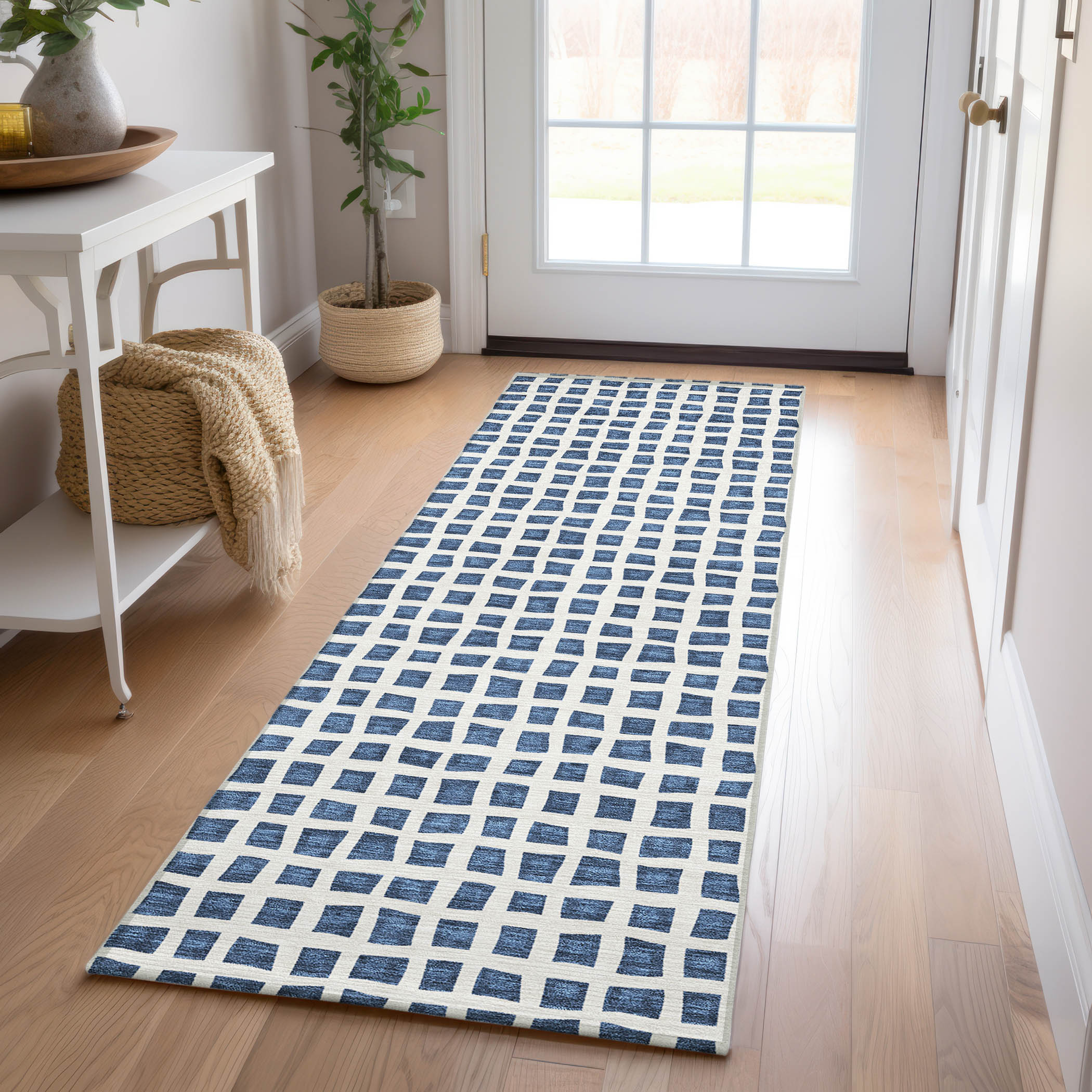 Addison Rugs ACN727NA2X8 Chantille ACN727NA 2 x 7 (ft) Polyester Navy Rectangular Indoor/Outdoor Geometric Machine washable Area rug