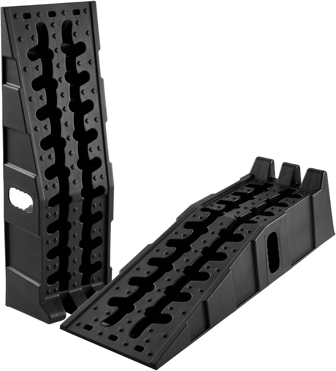 GAOMON 2 Pack Low Profile Car Service Ramps 15000 lbs GVW 8.6 In Lift 17 Incline Heavy Duty Plastic Auto Ramps for Oil Change and Maintenance