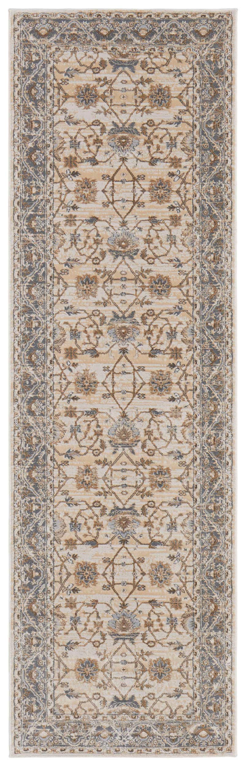 Room Envy CELR39KVBGEGRYI68 2 x 8 (ft) Loomed Rayon Tan/Ivory/Gray Rectangular Indoor Border Runner rug