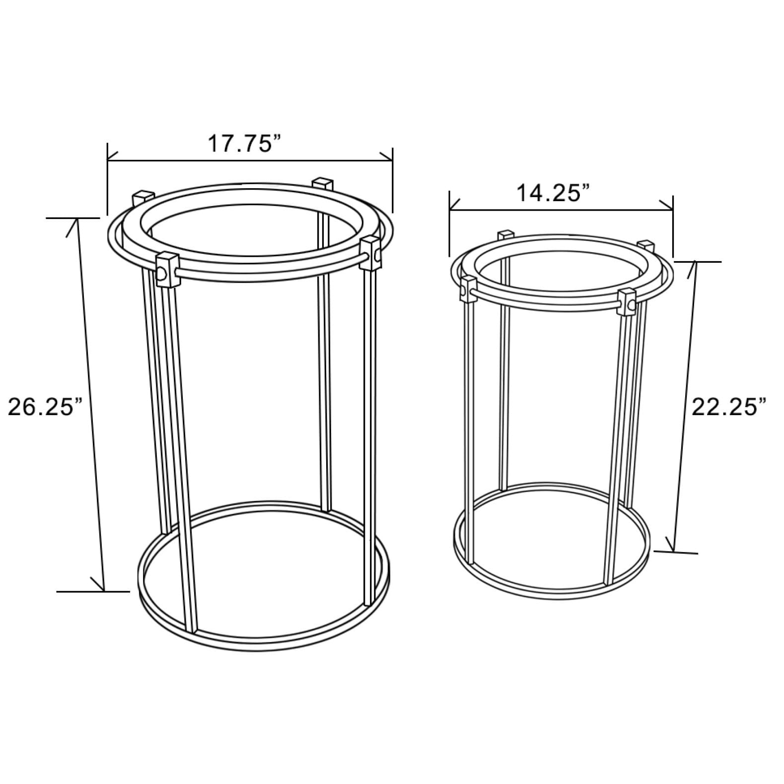 LuxenHome 2-Piece Black Metal and Glass Round Accent Tables