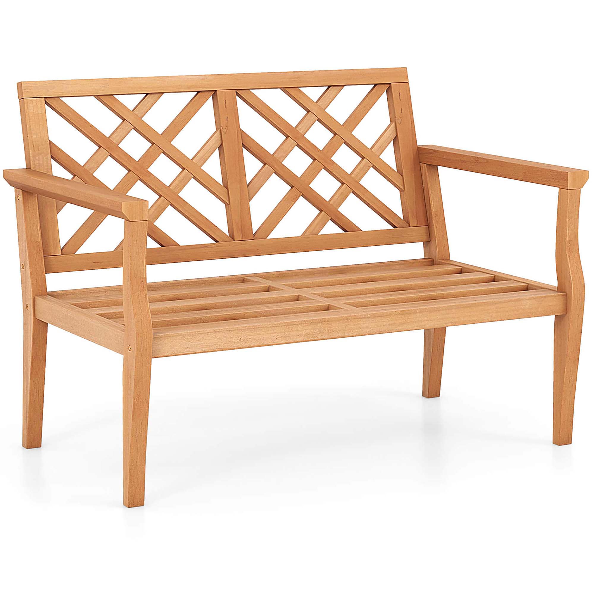 Costway HCST04339 52-in W x 32.5-in H Natural Teak Garden Bench