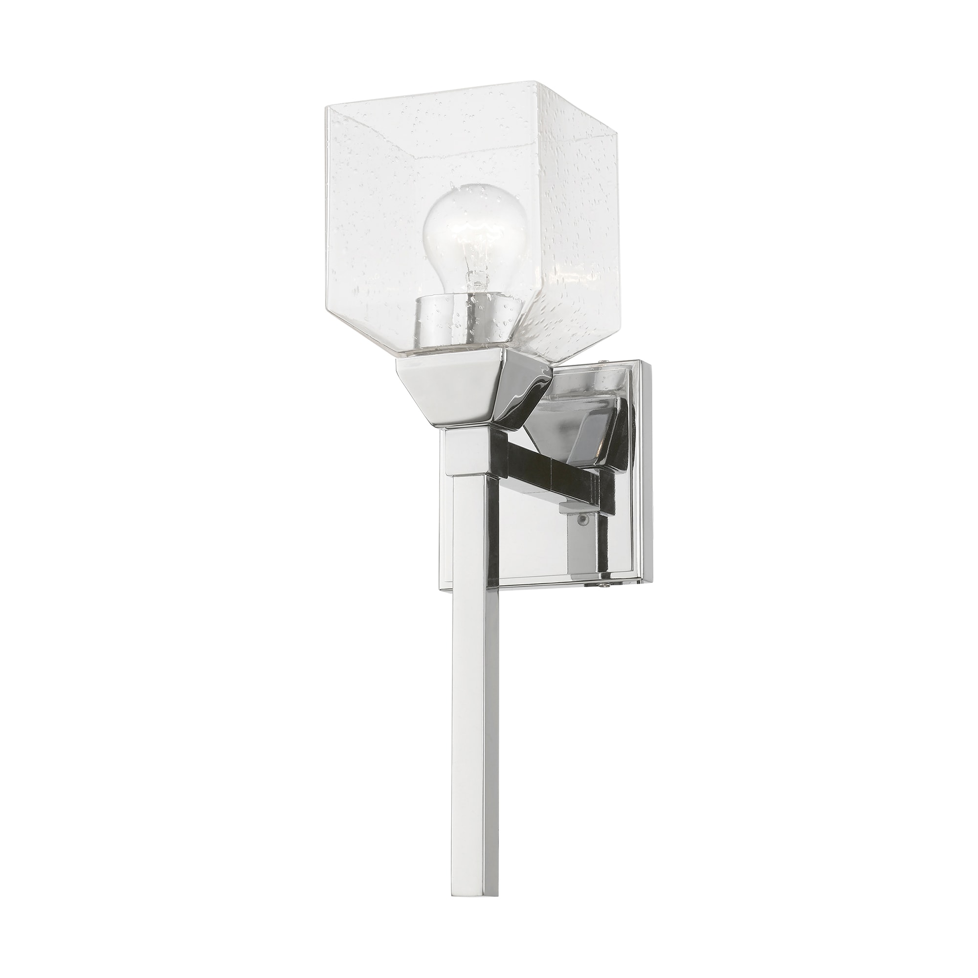 Polished Chrome Vanity Sconce with Clear Seeded Glass Shade