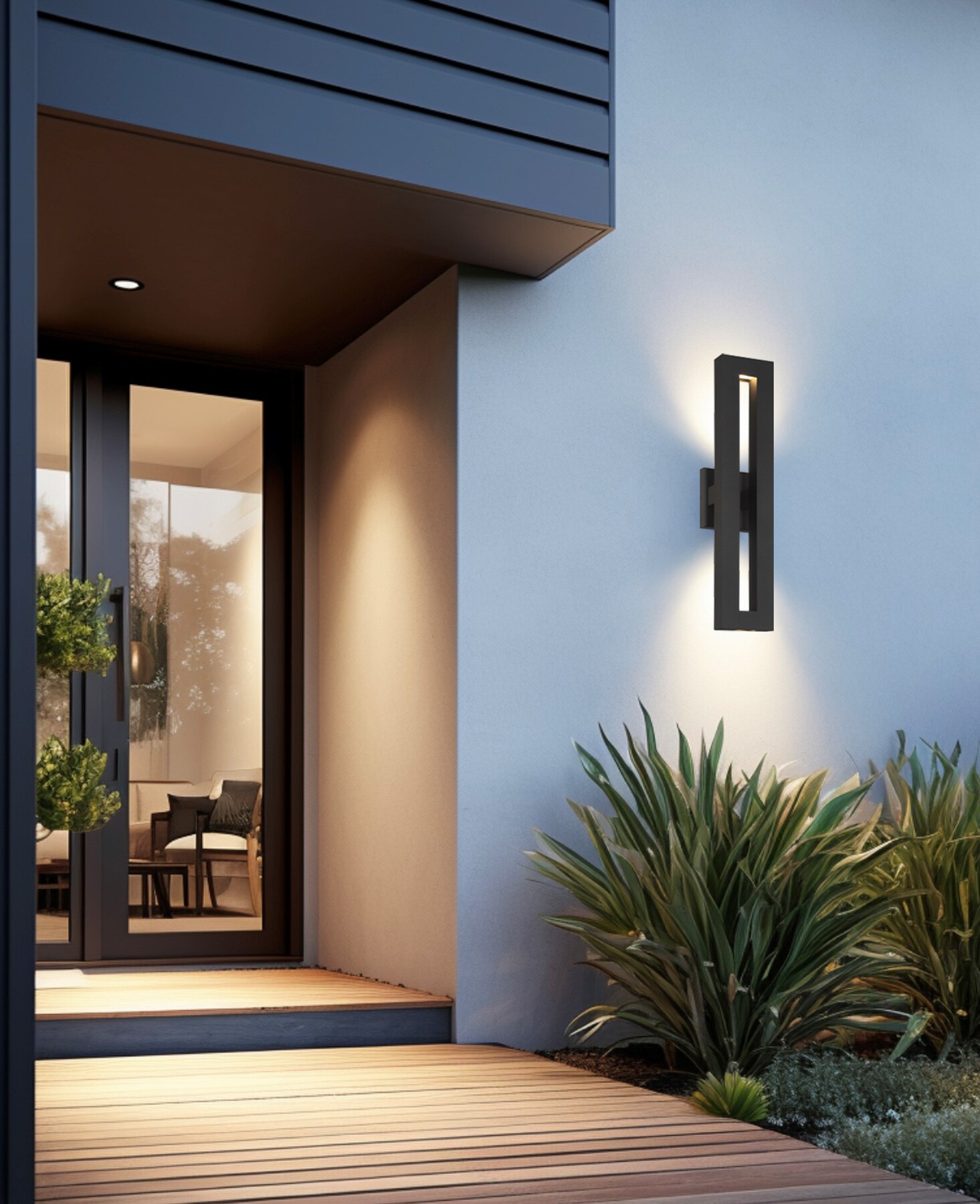 The Great Outdoors 73371-66-L Paddock 22-in H Matte Black Hardwired Integrated LED Outdoor Wall Light