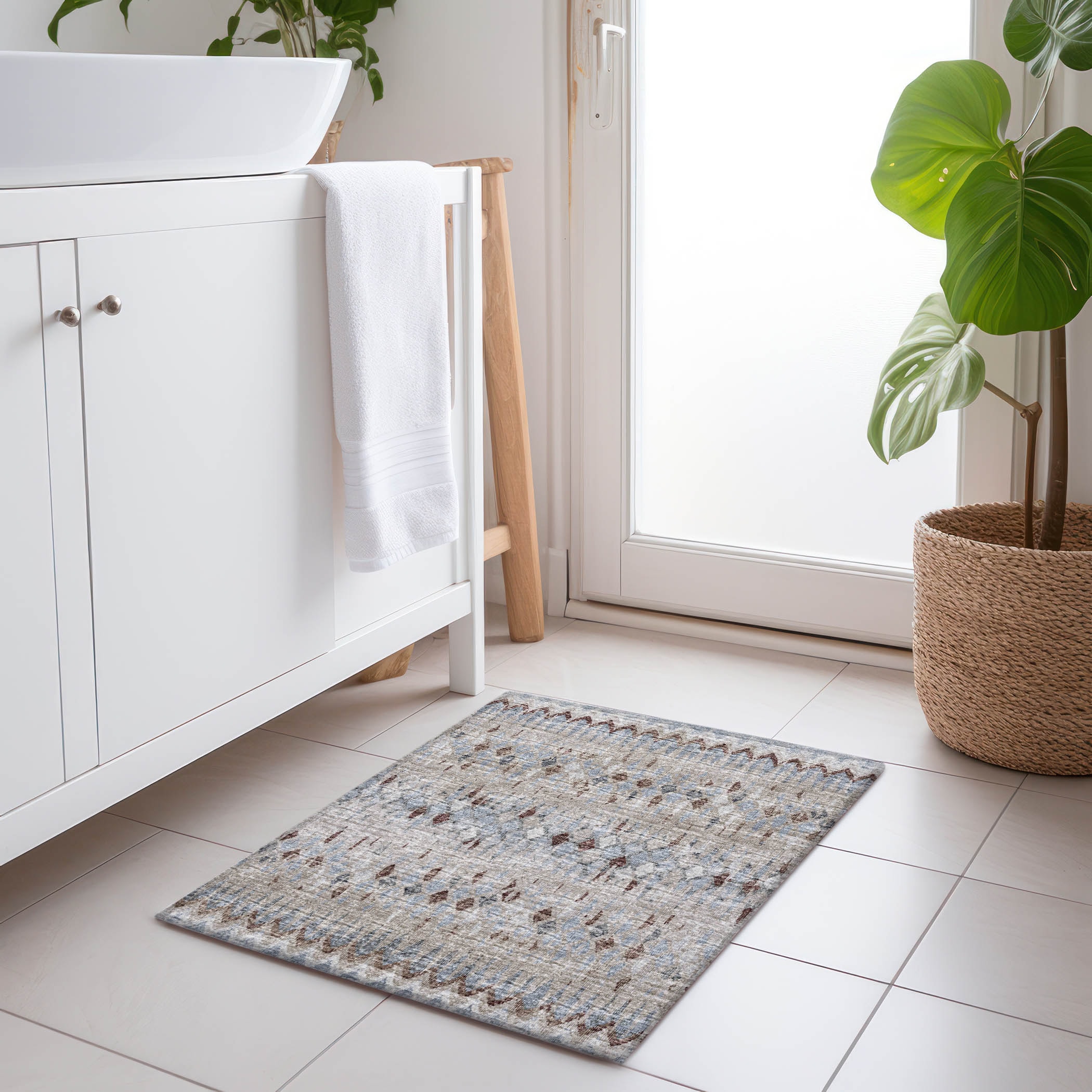 Addison Rugs AMF38BL20X30 Mayfield AMF38BL 2 x 3 (ft) Loomed Polyester Blue Rectangular Indoor Abstract Machine washable Area rug
