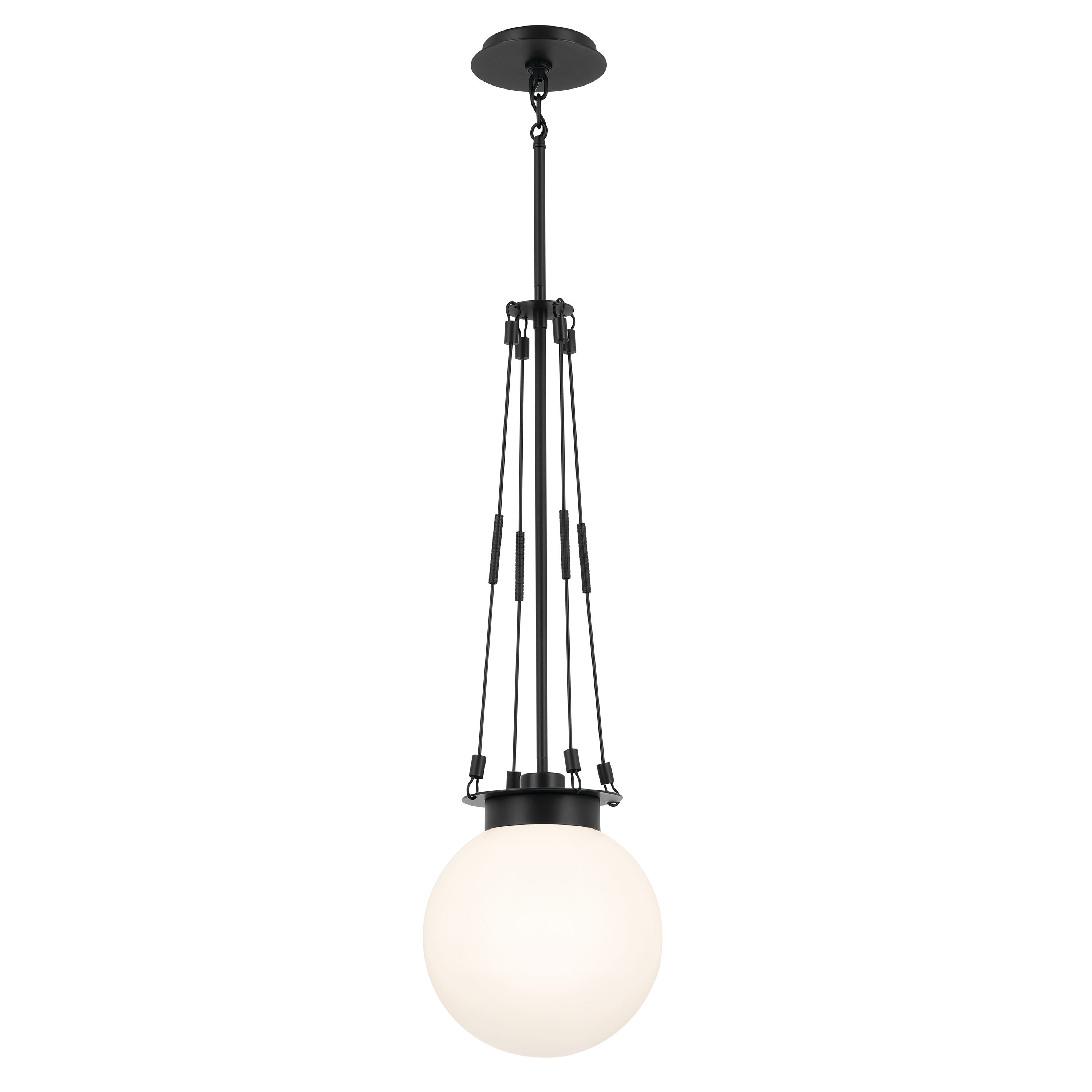 Kichler Albers 1 -Light Black Modern/contemporary Opal glass Globe Large Hanging Pendant light 5384721 Sansujyuku sansujyuku.com