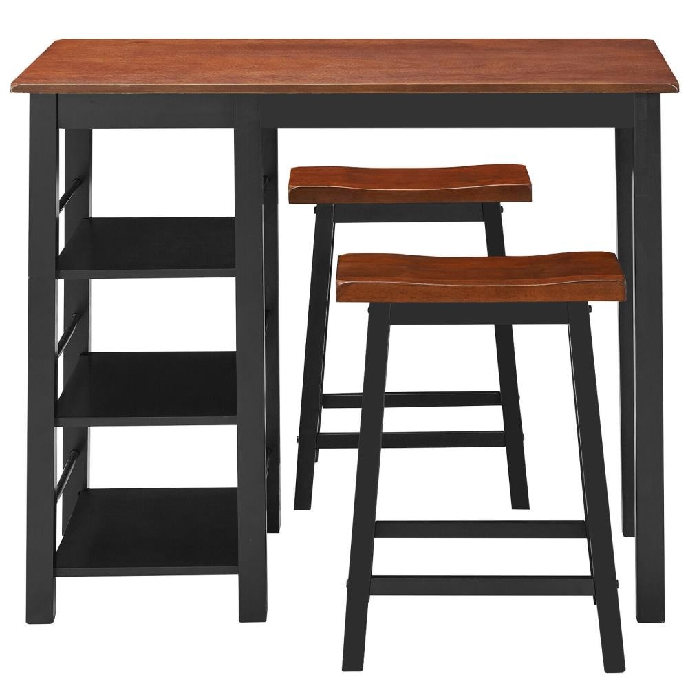 WELLFOR HW-HLY-66873 Valnut and black Contemporary/Modern Dining Room Set with Rectangular Table ( Seats 2 )