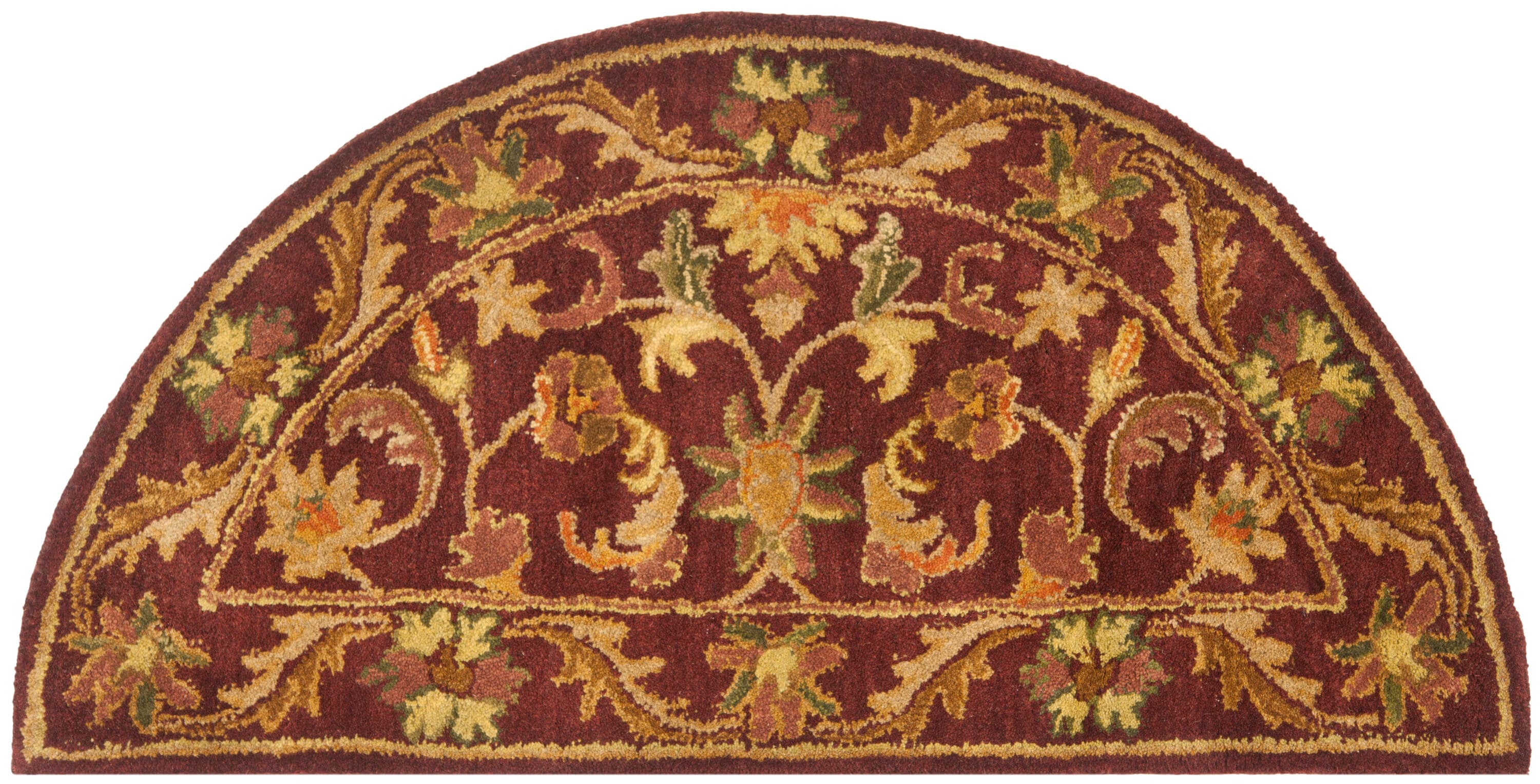 Safavieh AT52B-24HM Antiquity Rudbar 2 x 4 (ft) Tufted Wool Wine/Gold Half-round Indoor Floral/Botanical Vintage Throw rug
