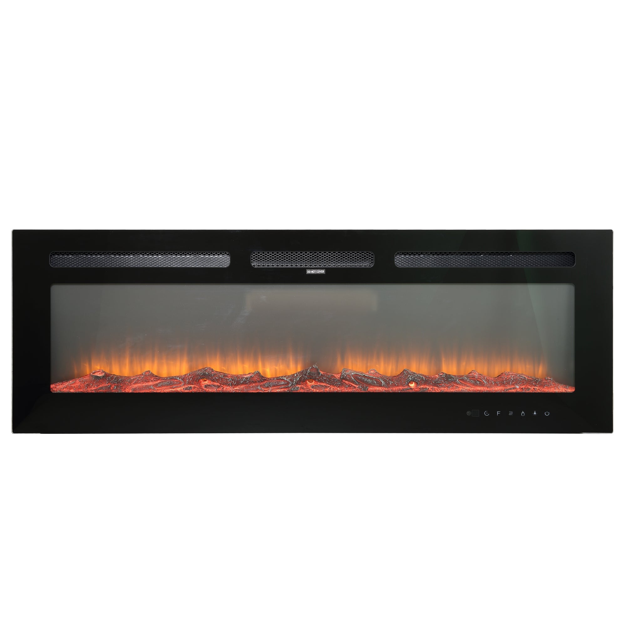 Boyel Living BLGMFP50 Black 50 in. Wall Mounted Recessed Electric Fireplace with Logs and Crystals