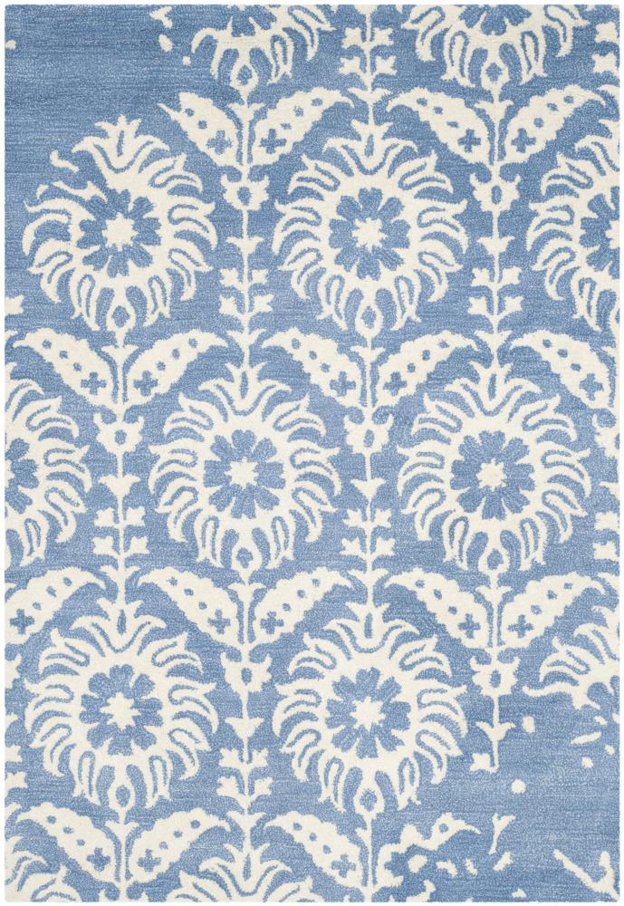 Safavieh BEL125C-4 Bella Canna 4 x 6 (ft) Tufted Wool Light Blue/Ivory Rectangular Indoor Distressed/Overdyed Farmhouse/Cottage Area rug