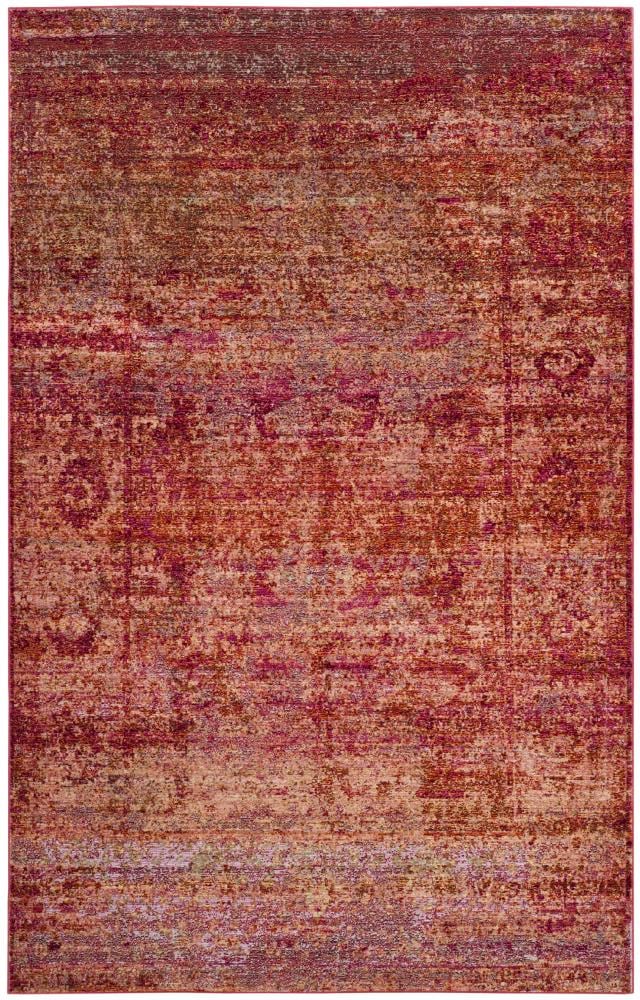 Safavieh MYS920P-5 Mystique Hombre 5 x 8 (ft) Loomed Polyester Rust/Multi Rectangular Indoor Distressed/Overdyed Vintage Area rug