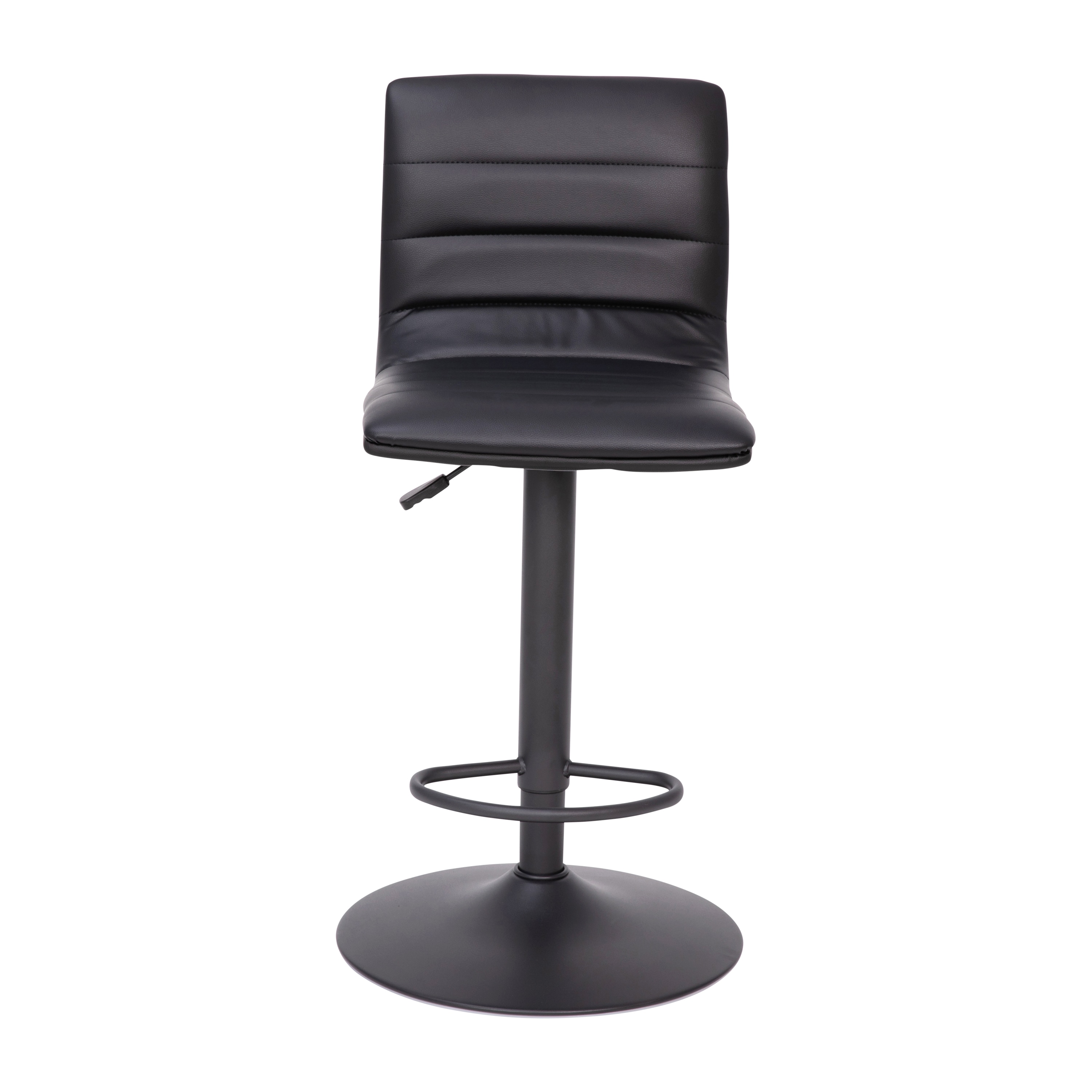 Black Adjustable Swivel Bar Stool with Metal Frame
