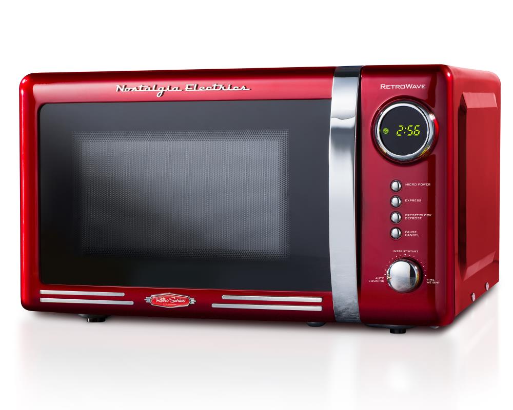 Nostalgia 0.7-cu ft 700-Watt Countertop Microwave (Red) in the