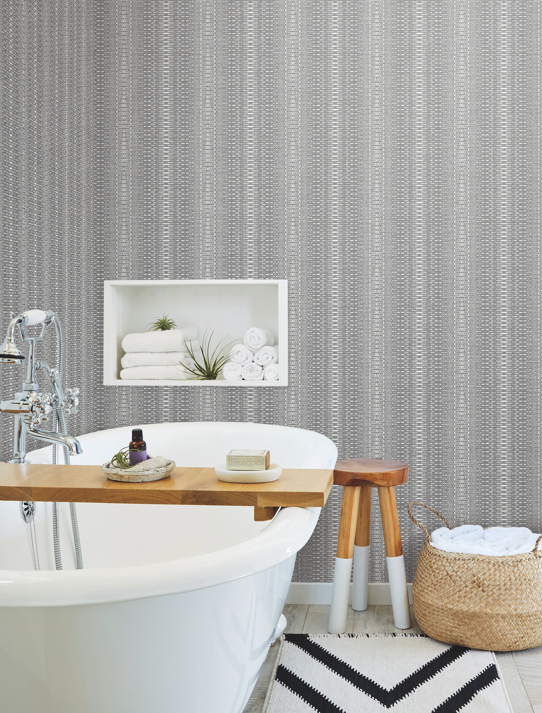 York Wallcoverings FH4012 Simply Farmhouse 56.4-Sq. Feet Black Non-woven Stripes Unpasted Wallpaper